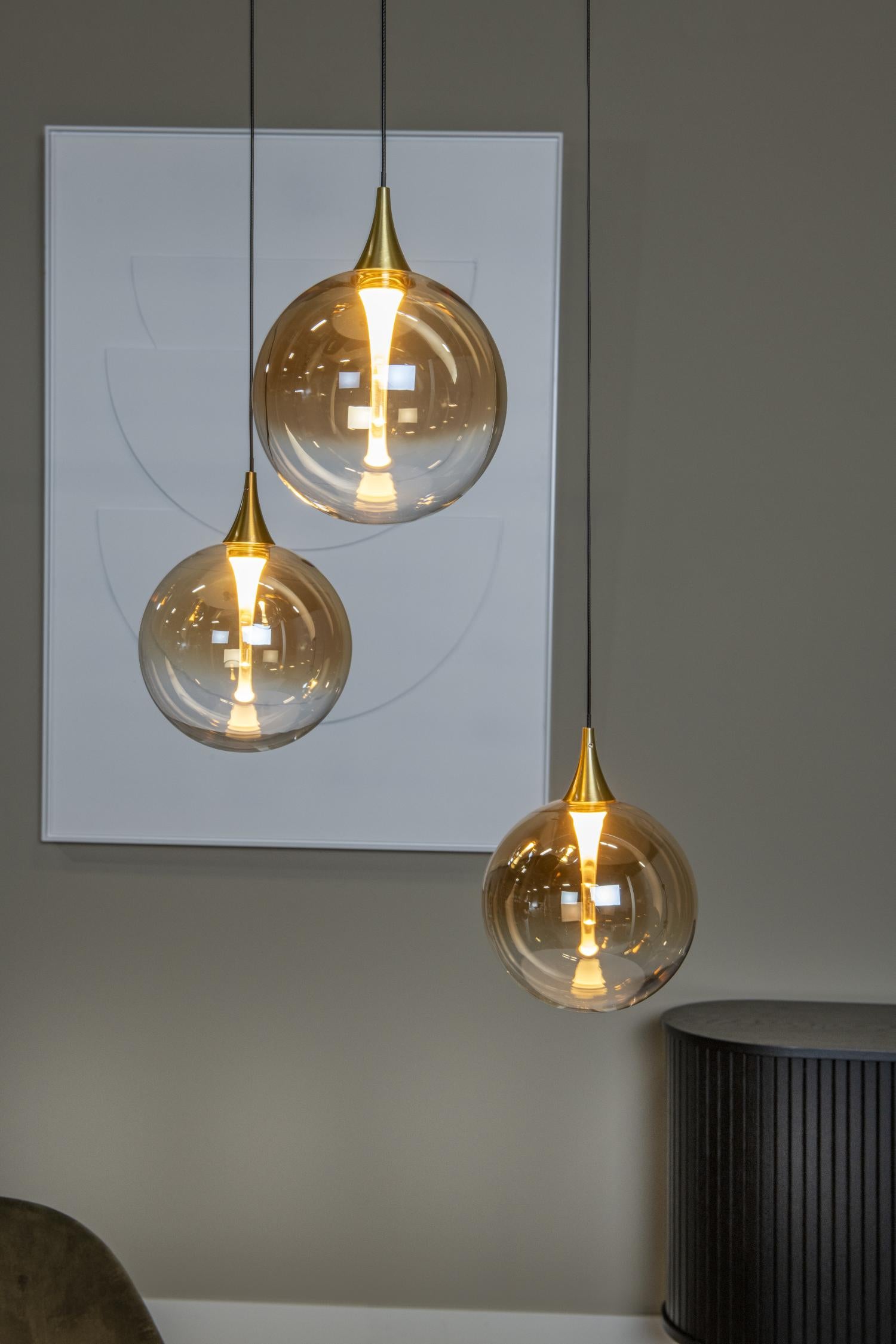 Lucide GISELA - Hanglamp - Ø 36 cm - LED Dimb. - 3x4,3W 2700K - Amber | Premium - KwaliteitWonen.nl