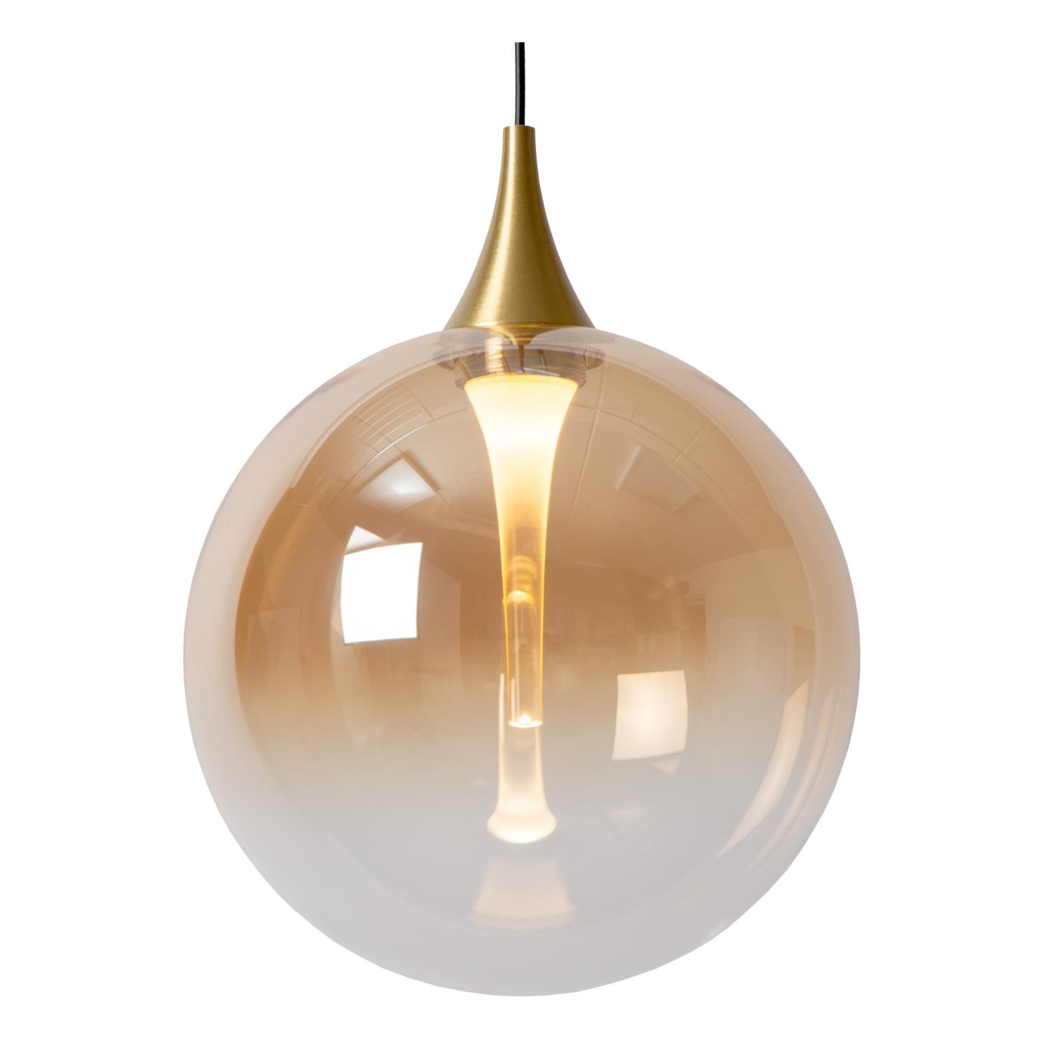 Lucide GISELA - Hanglamp - Ø 36 cm - LED Dimb. - 3x4,3W 2700K - Amber | Premium - KwaliteitWonen.nl