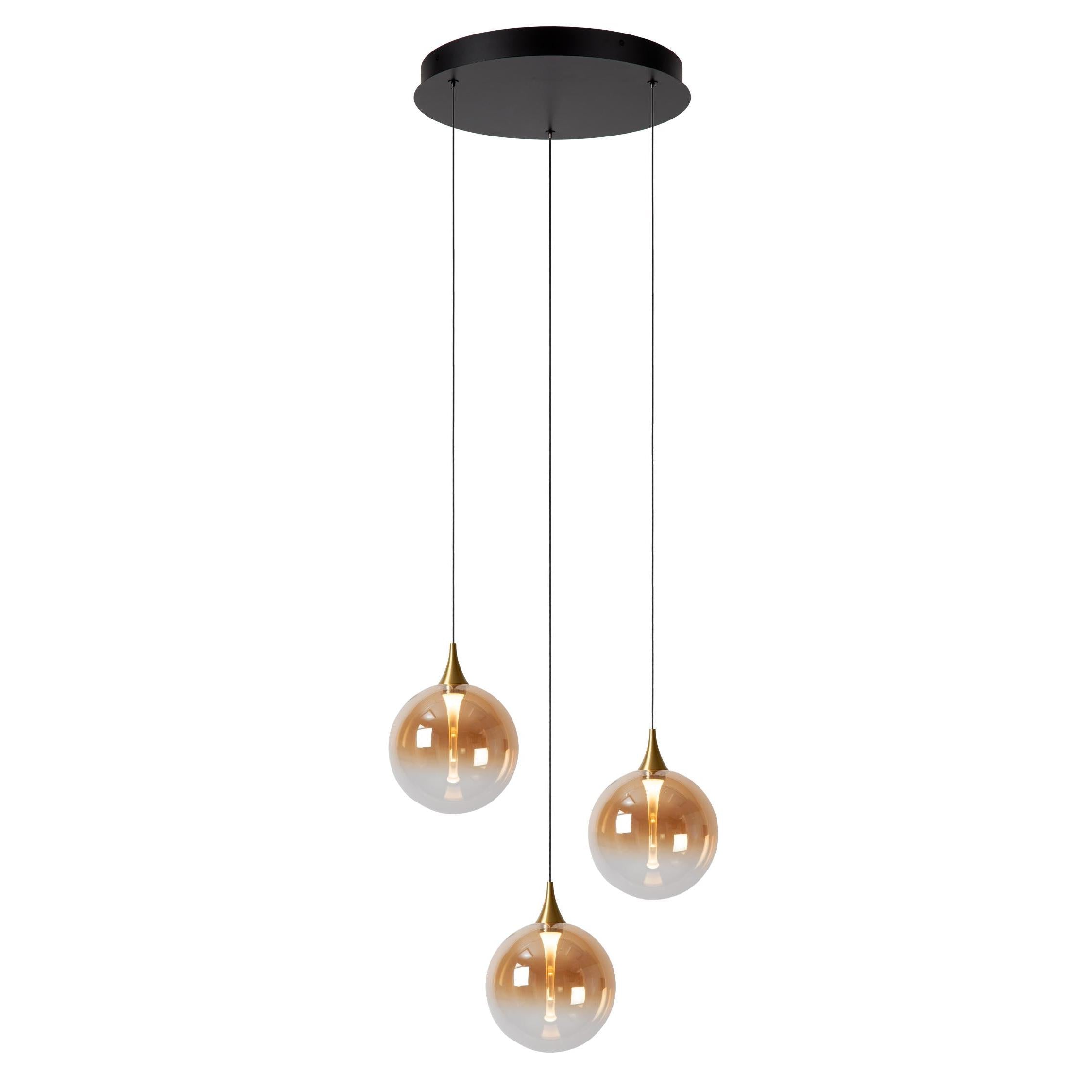 Lucide GISELA - Hanglamp - Ø 36 cm - LED Dimb. - 3x4,3W 2700K - Amber | Premium - KwaliteitWonen.nl