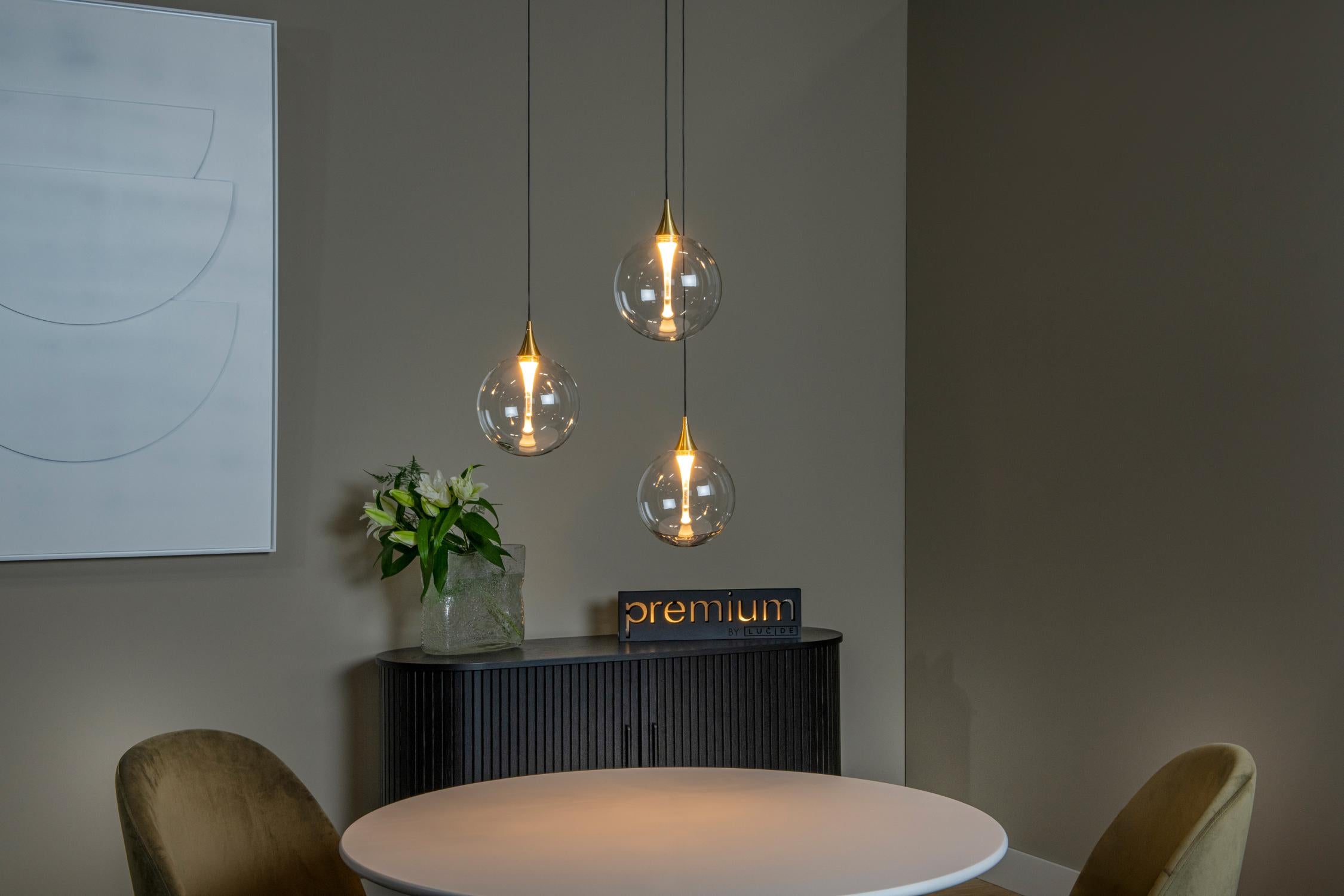 Lucide GISELA - Hanglamp - Ø 36 cm - LED Dimb. - 3x4,3W 2700K - Transparant | Premium - KwaliteitWonen.nl