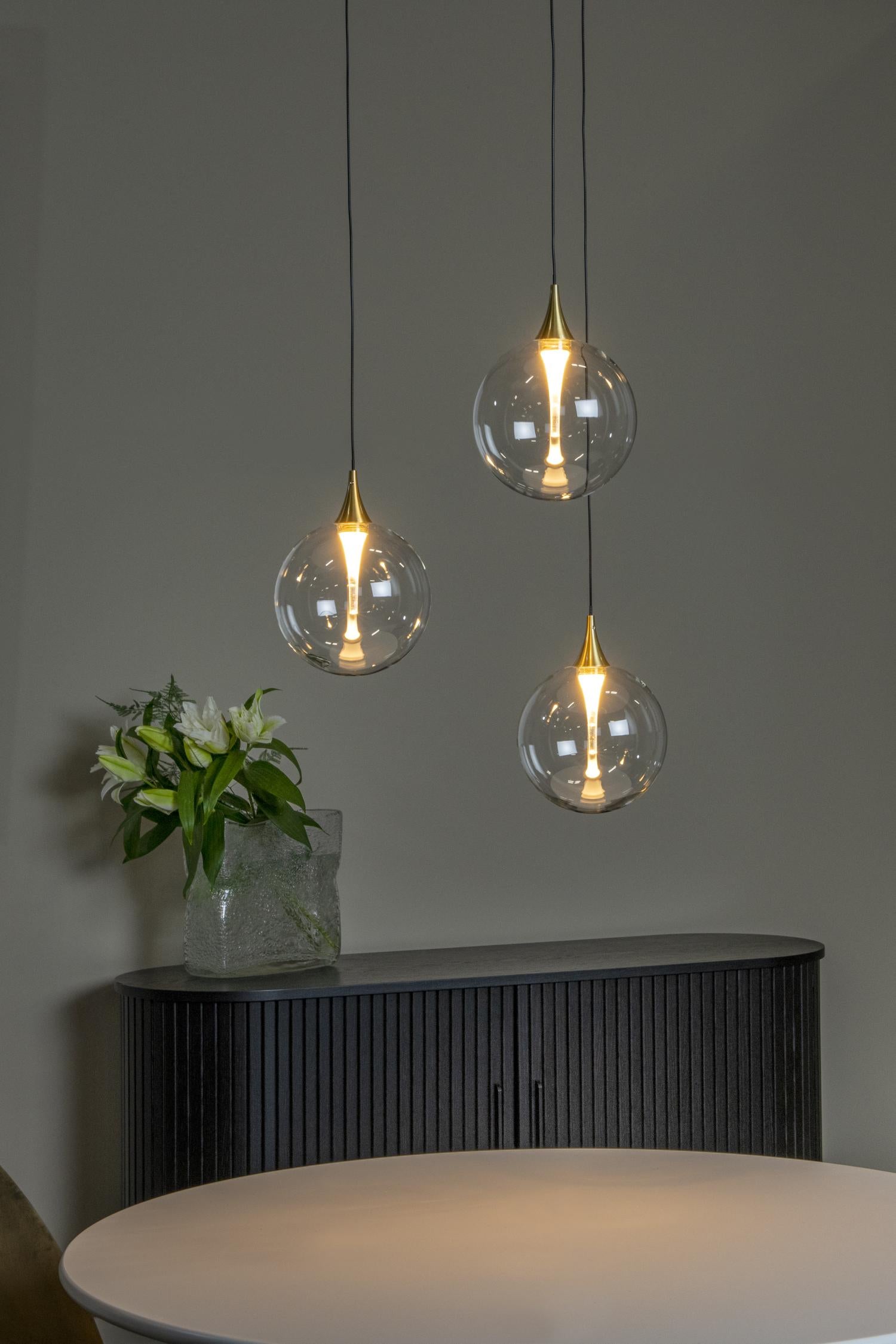 Lucide GISELA - Hanglamp - Ø 36 cm - LED Dimb. - 3x4,3W 2700K - Transparant | Premium - KwaliteitWonen.nl