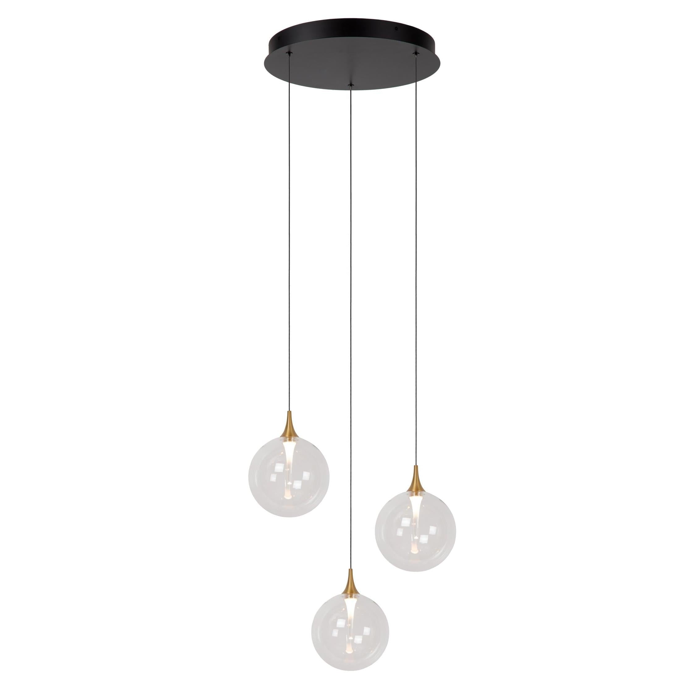 Lucide GISELA - Hanglamp - Ø 36 cm - LED Dimb. - 3x4,3W 2700K - Transparant | Premium - KwaliteitWonen.nl