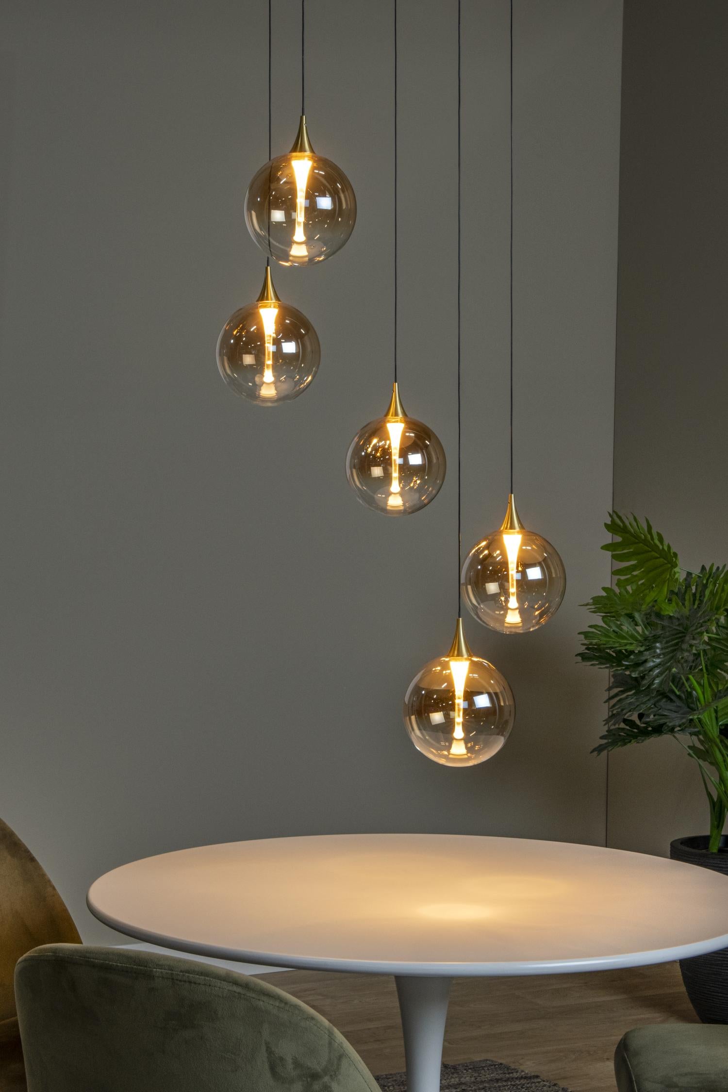 Lucide GISELA - Hanglamp - Ø 48 cm - LED Dimb. - 5x3,8W 2700K - Amber | Premium - KwaliteitWonen.nl