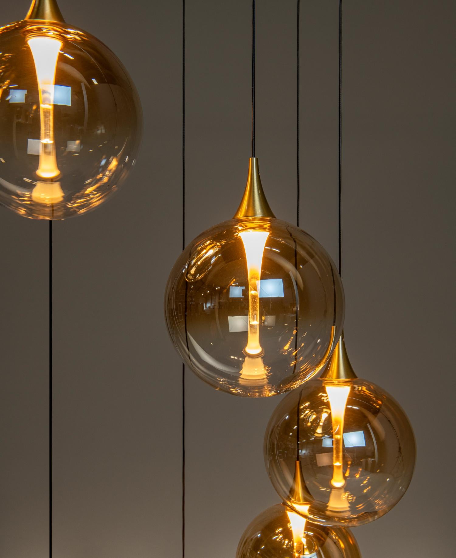 Lucide GISELA - Hanglamp - Ø 48 cm - LED Dimb. - 5x3,8W 2700K - Amber | Premium - KwaliteitWonen.nl