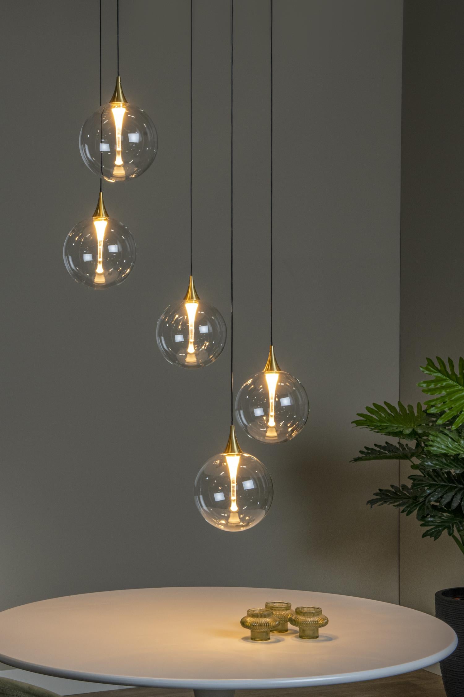 Lucide GISELA - Hanglamp - Ø 48 cm - LED Dimb. - 5x3,8W 2700K - Transparant | Premium - KwaliteitWonen.nl
