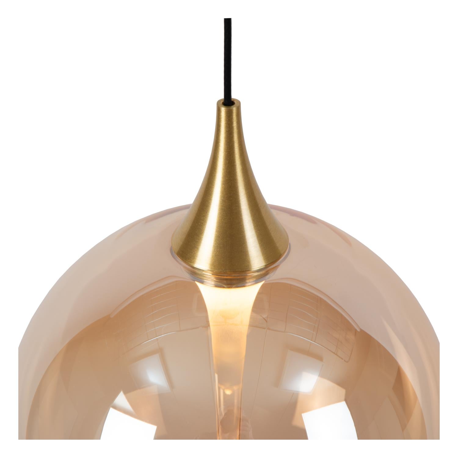 Lucide GISELA - Hanglamp - Ø 61 cm - LED Dimb. - 12x3,5W 2700K - Geschikt voor vide en hoge plafonds - Amber | Premium - KwaliteitWonen.nl