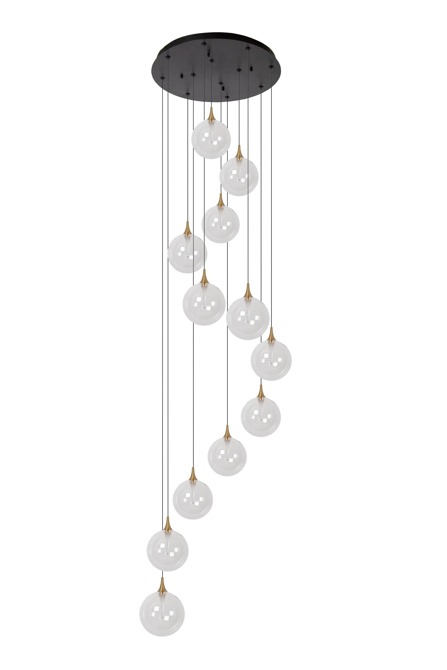 Lucide GISELA - Hanglamp - Ø 61 cm - LED Dimb. - 12x3,5W 2700K - Geschikt voor vide en hoge plafonds - Transparant | Premium - KwaliteitWonen.nl