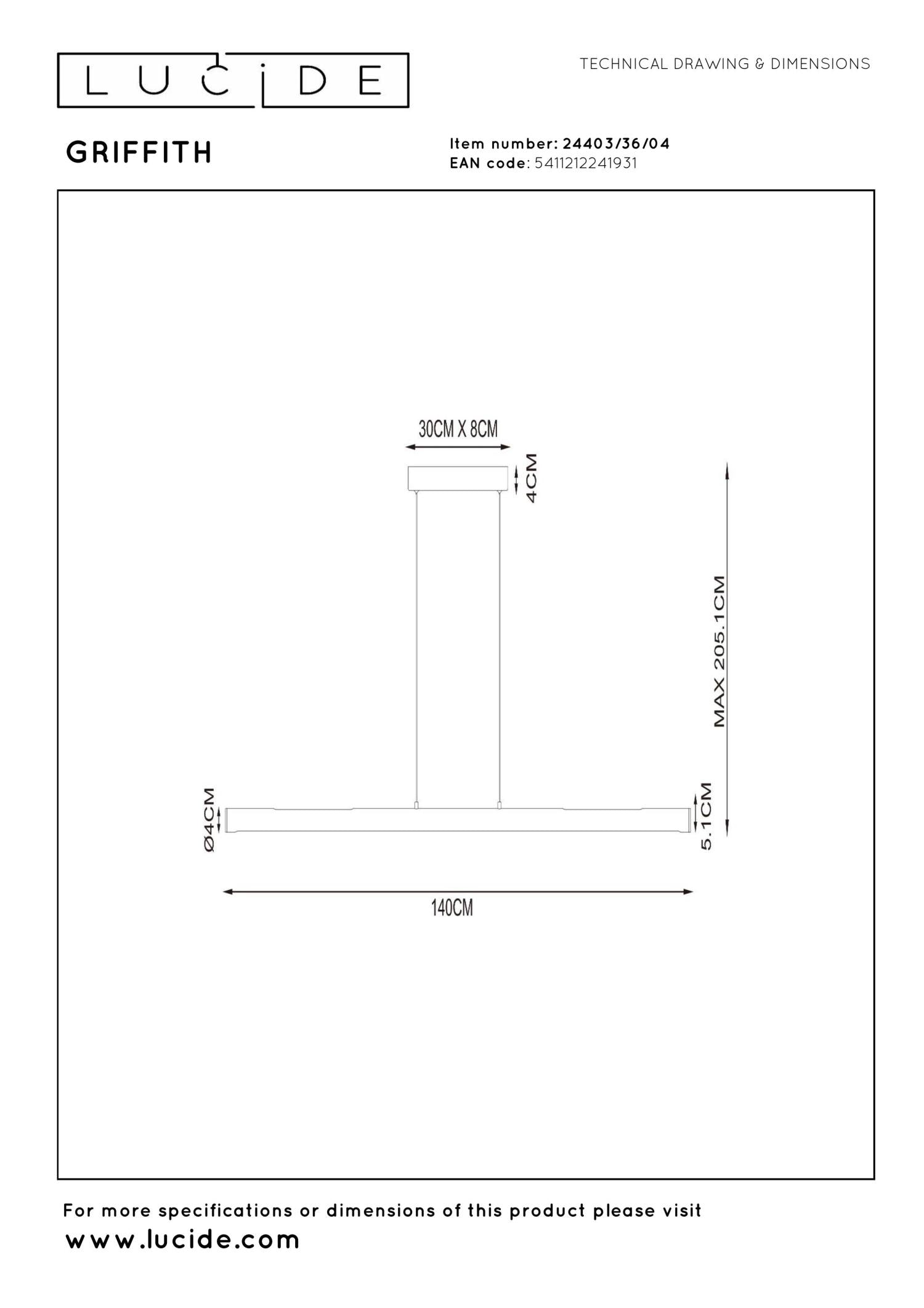 Lucide GRIFFITH - Hanglamp - LED Dimb. - CCT - 1x33W 2700K/4000K - Brons | Premium - KwaliteitWonen.nl