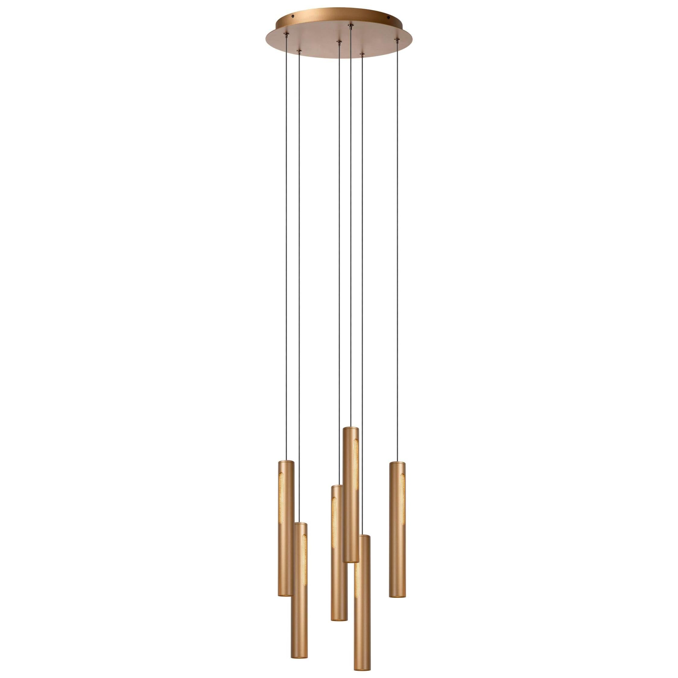 Lucide GRIFFITH - Hanglamp - Ø 38 cm - LED Dimb. - CCT - 6x6W 2700K/4000K - Geschikt voor vide en hoge plafonds - Brons | Premium - KwaliteitWonen.nl