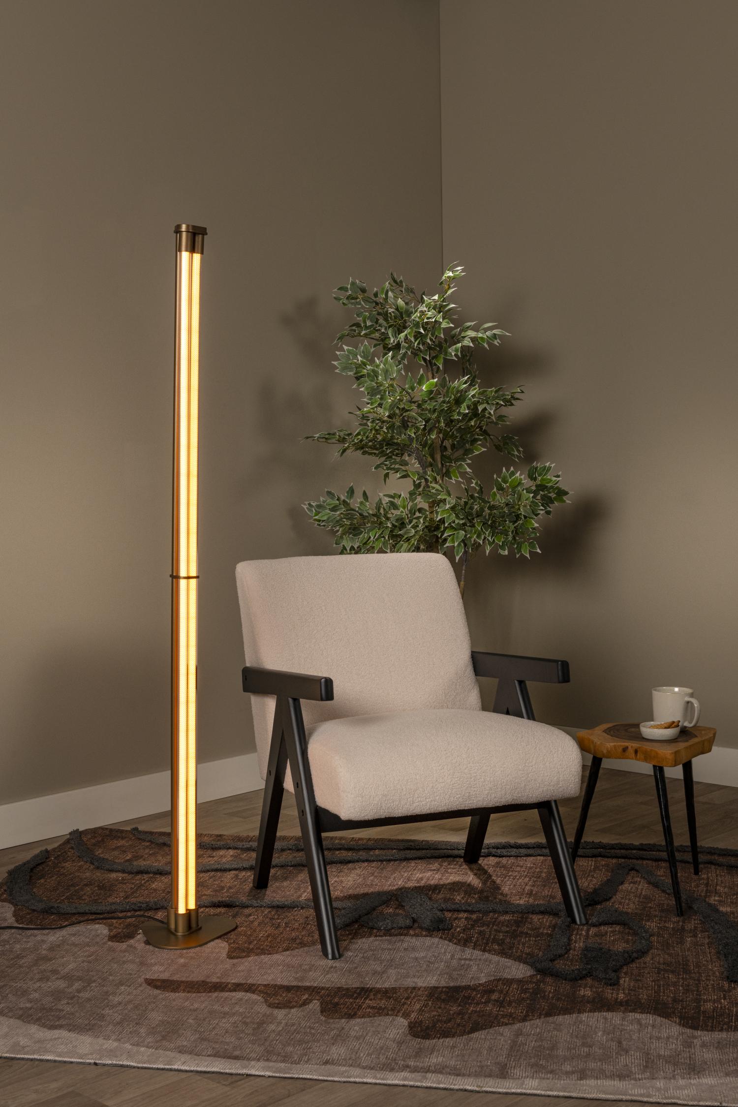 Lucide JANDERIN - Vloerlamp - LED Dimb. - CCT - 2x17W 2200K/3300K - Handbewegingssensor - Champagne kleur | Vibes - KwaliteitWonen.nl