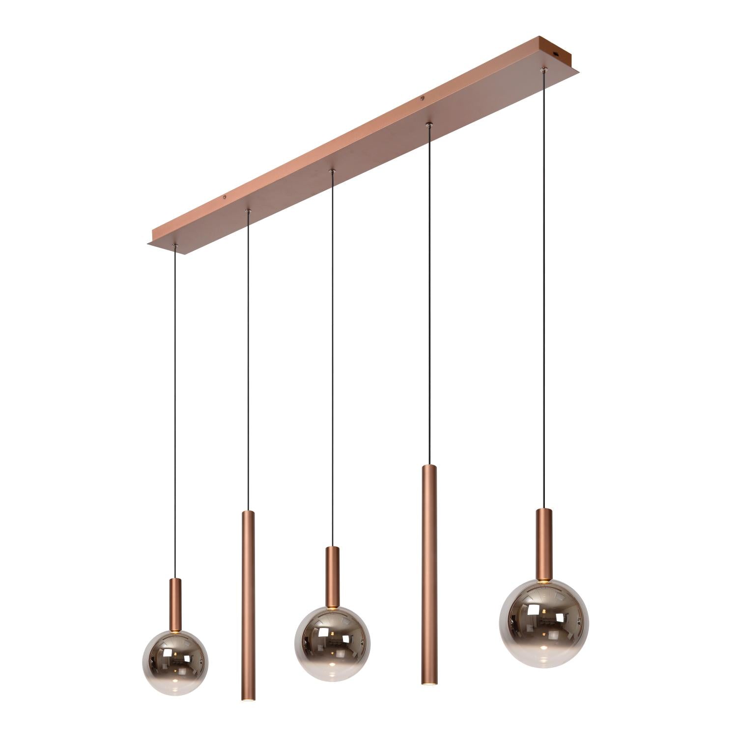 Lucide JASMINE - Hanglamp - LED Dimb. - CCT - 5x4W 2200K/3300K - Koper | Premium - KwaliteitWonen.nl