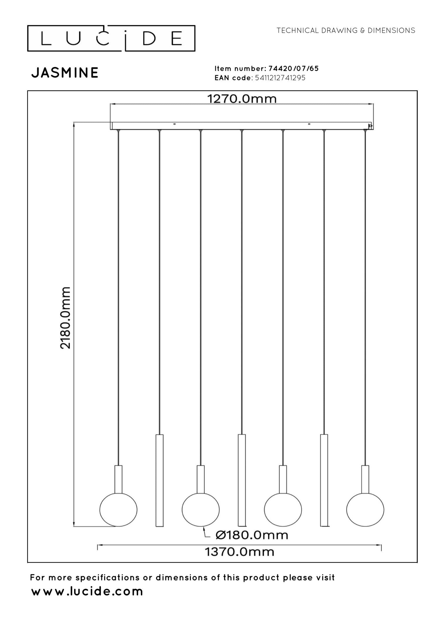 Lucide JASMINE - Hanglamp - LED Dimb. - CCT - 7x4W 2200K/3300K - Koper | Premium - KwaliteitWonen.nl