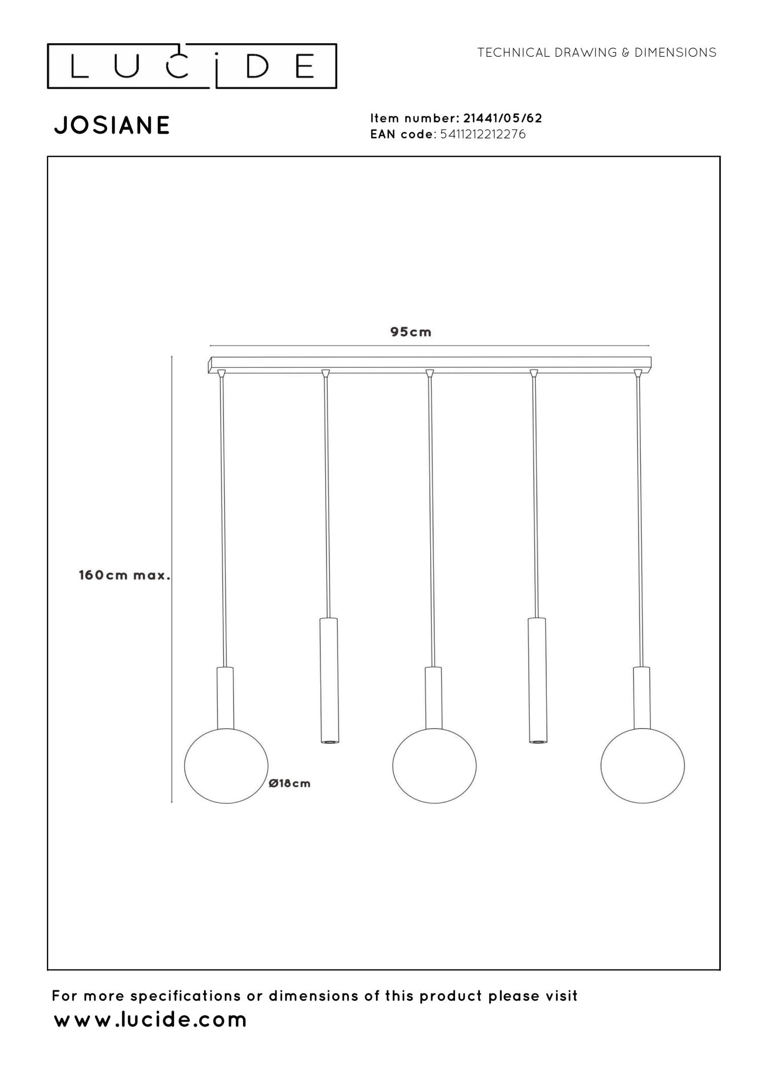 Lucide JOSIANE - Hanglamp - 3xG9 - Amber | Vibes - KwaliteitWonen.nl