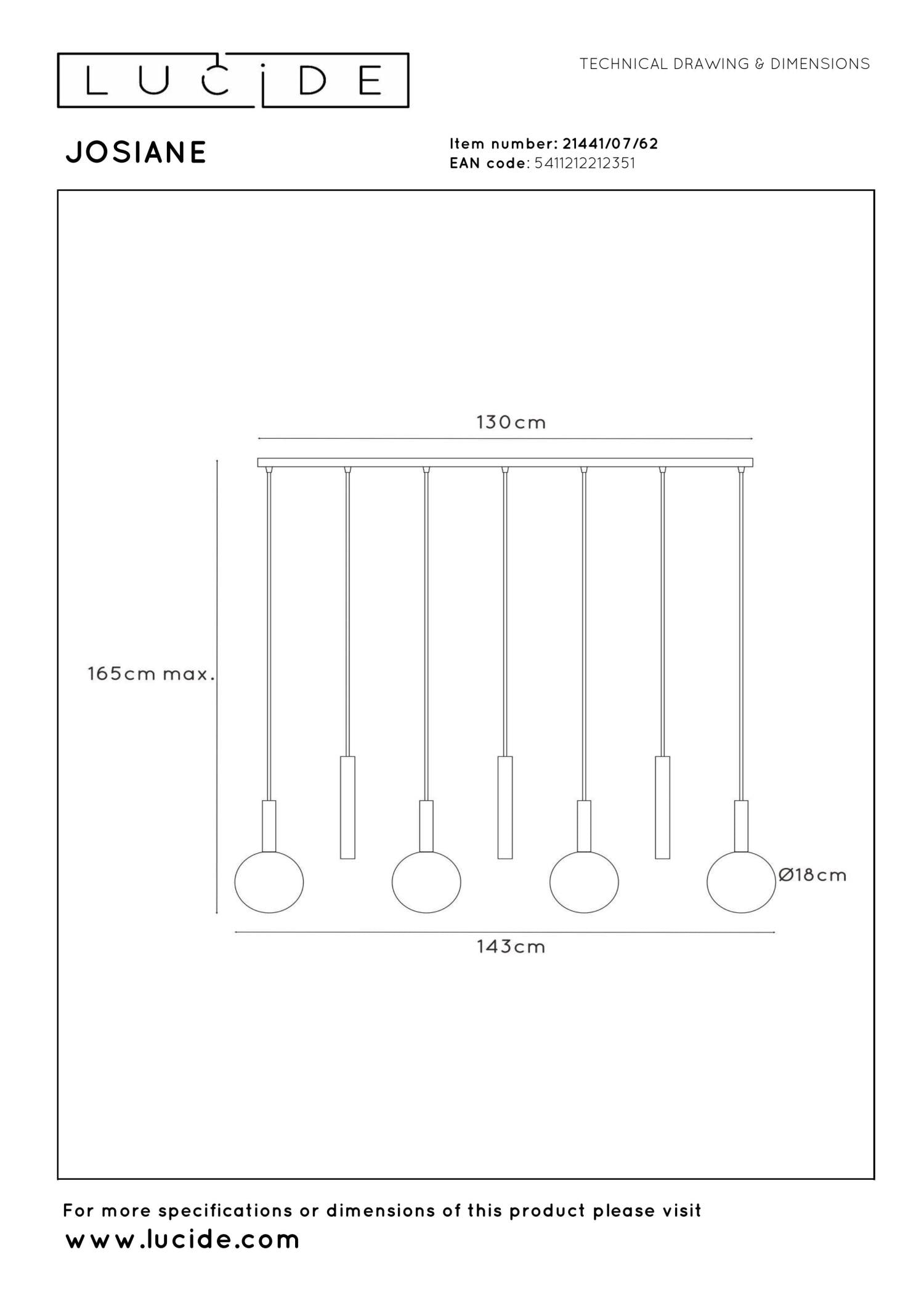 Lucide JOSIANE - Hanglamp - 4xG9 - Zwart | Vibes - KwaliteitWonen.nl