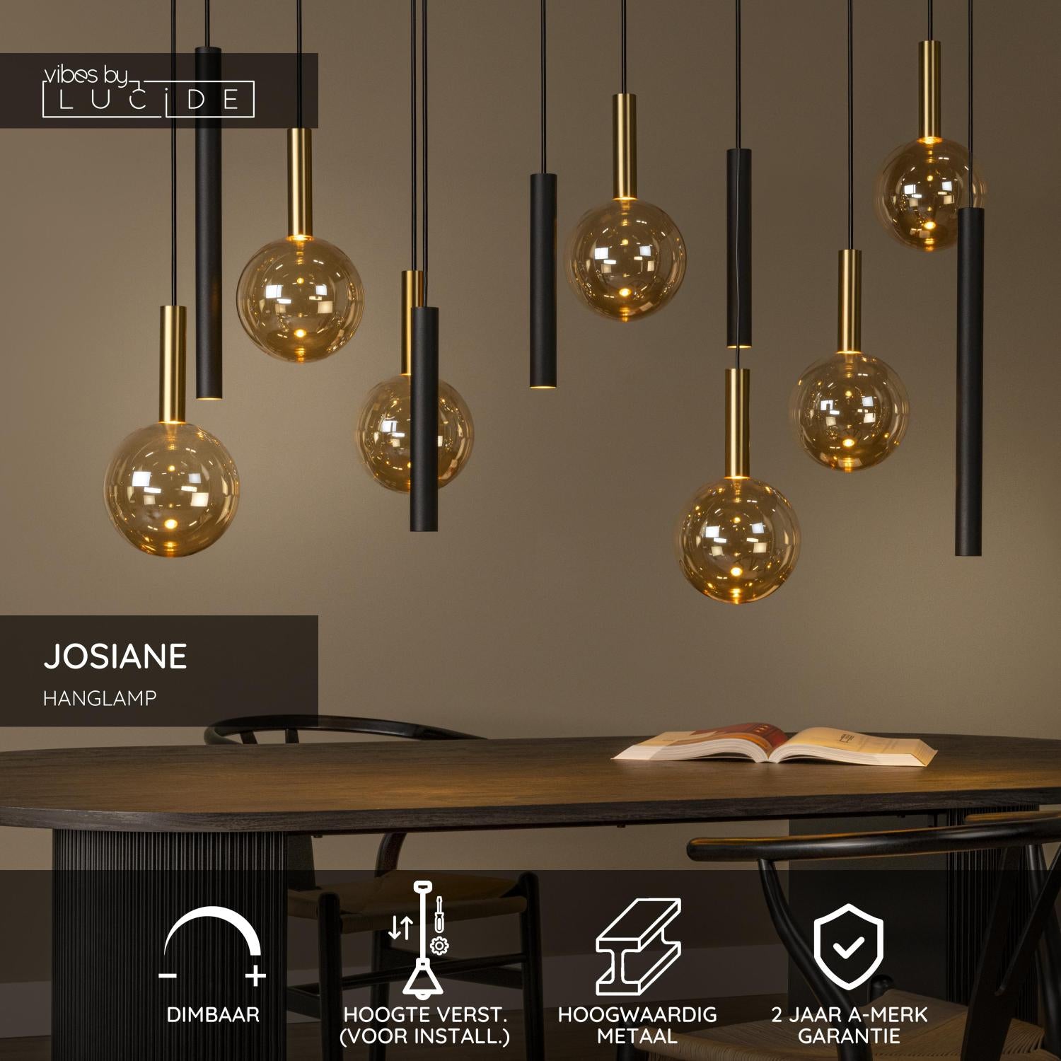 Lucide JOSIANE - Hanglamp - 7xG9 - Zwart | Vibes - KwaliteitWonen.nl