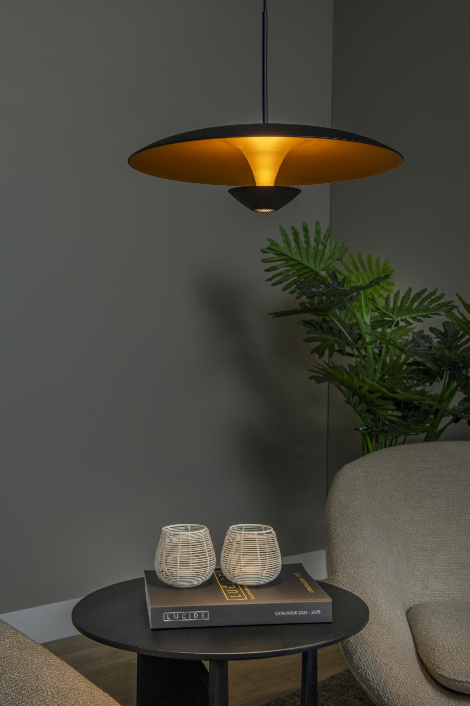 Lucide KENNETH - Hanglamp - Ø 40 cm - LED Dimb. - 1x12W 2700K - Zwart | Premium - KwaliteitWonen.nl