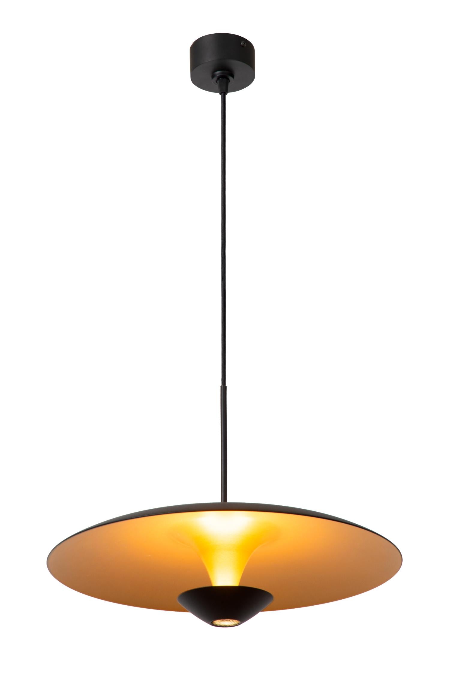 Lucide KENNETH - Hanglamp - Ø 40 cm - LED Dimb. - 1x12W 2700K - Zwart | Premium - KwaliteitWonen.nl