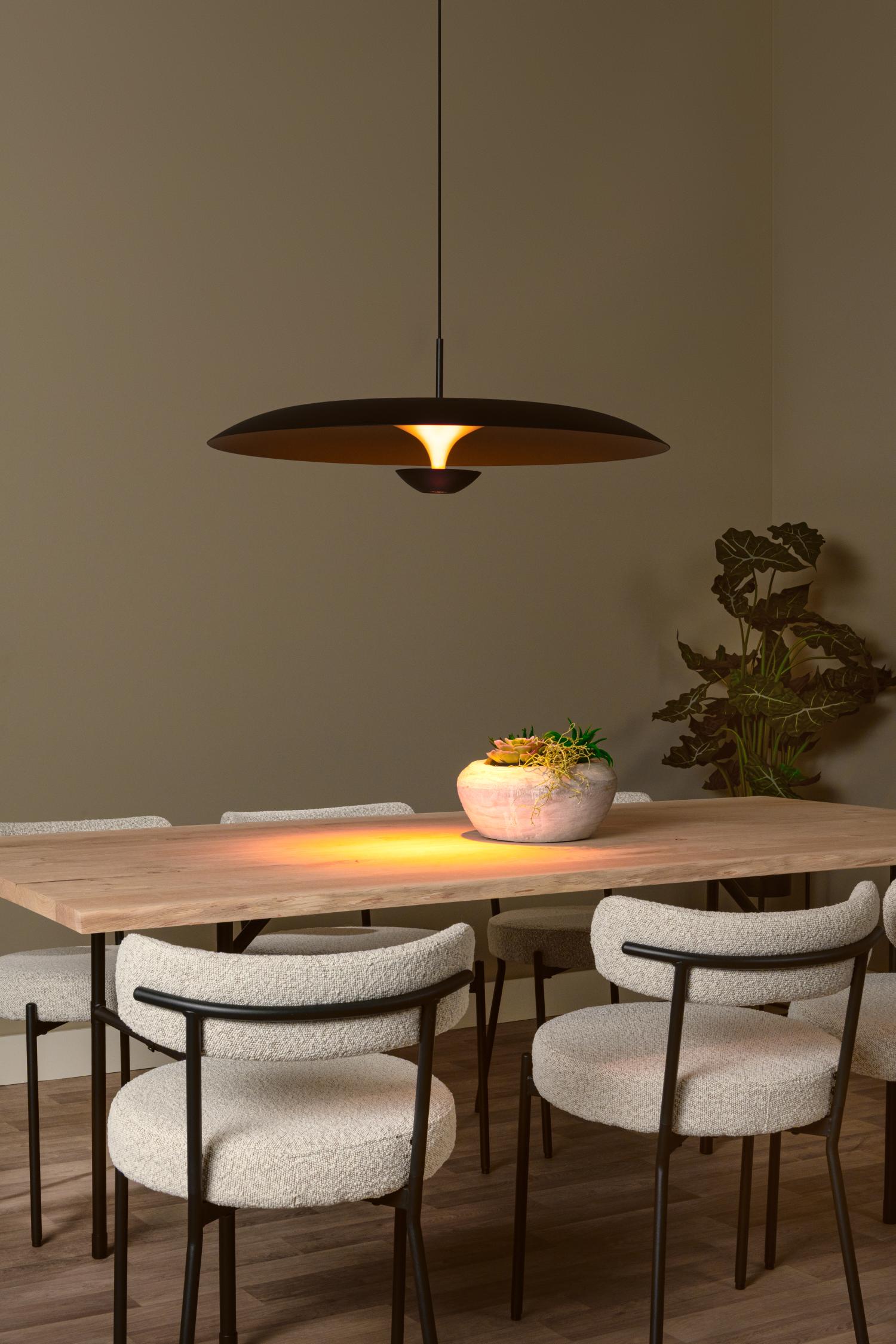 Lucide KENNETH - Hanglamp - Ø 80 cm - LED Dimb. - 1x22W 2700K - Zwart | Premium - KwaliteitWonen.nl