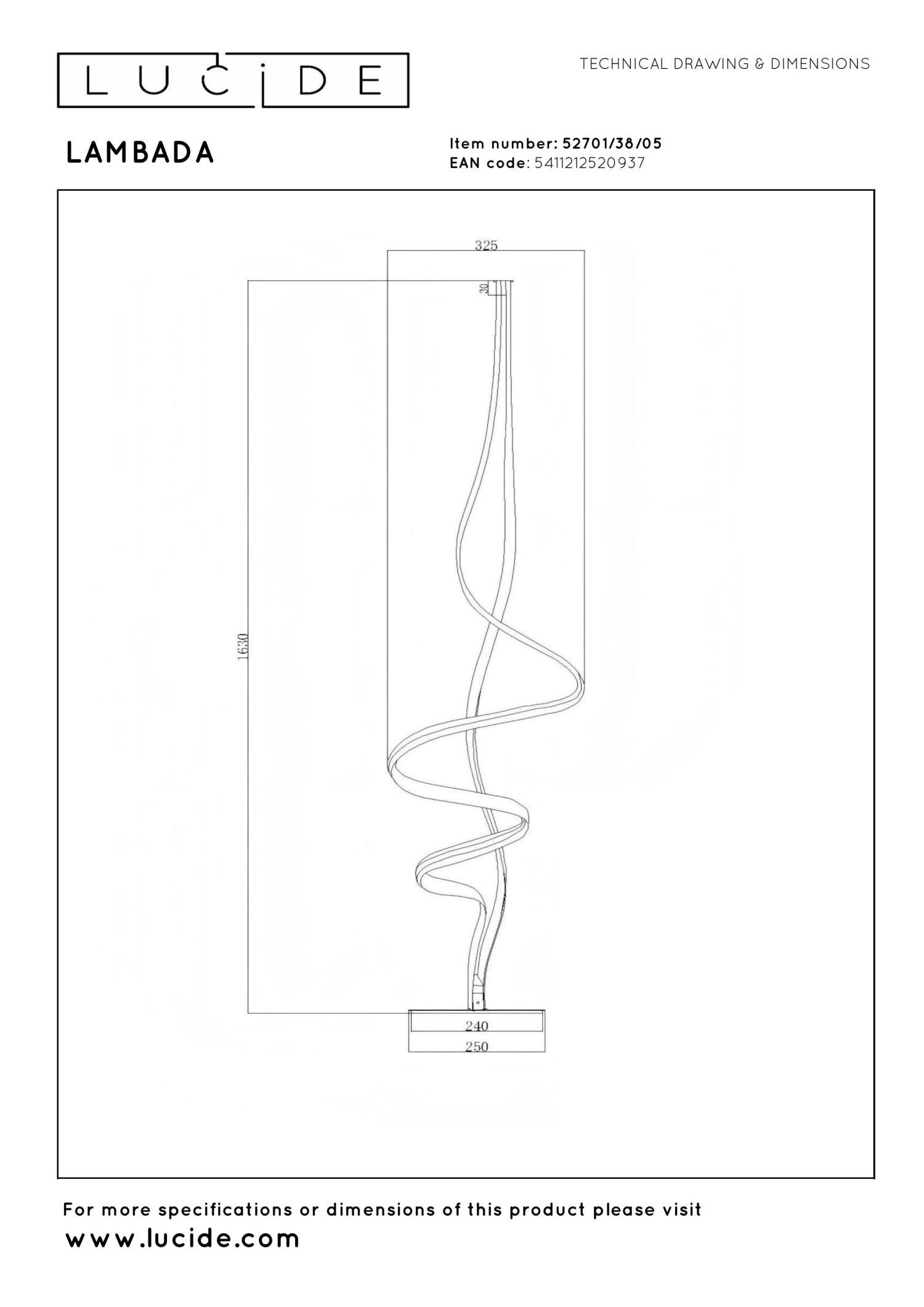 Lucide LAMBADA - Vloerlamp - LED Dimb. - 1x38W 2700K - Mat Goud / Messing | Premium - KwaliteitWonen.nl