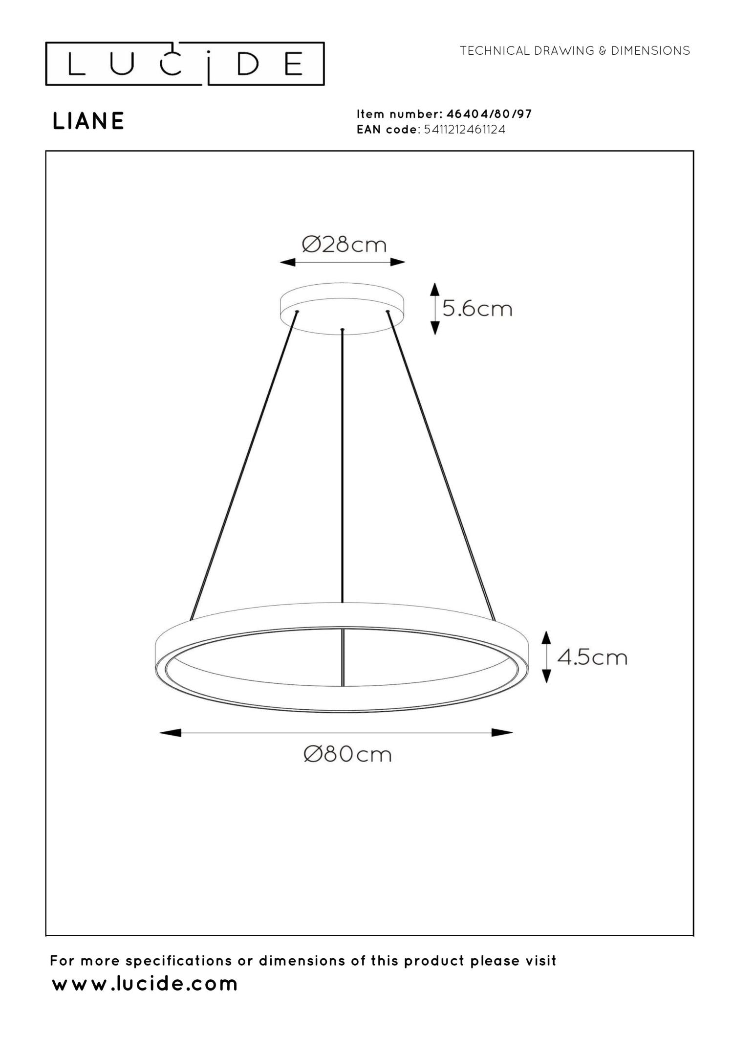 Lucide LIANE - Hanglamp - Ø 80 cm - LED Dimb. - CCT - 2x36W 2700K/4000K - Geschikt voor vide en hoge plafonds - Roest bruin | Vibes - KwaliteitWonen.nl
