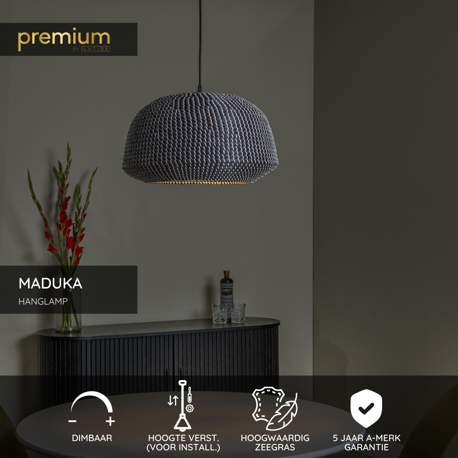Lucide MADUKA - Hanglamp - 1xE27 - Zwart | Premium - KwaliteitWonen.nl