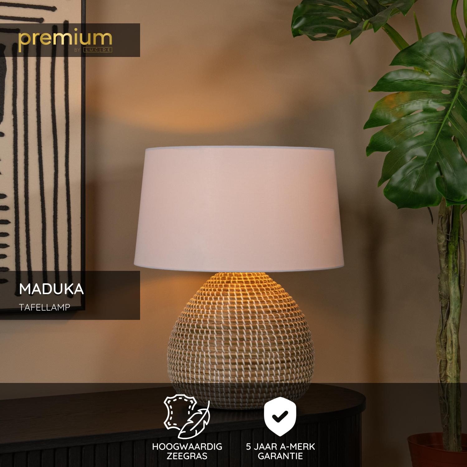 Lucide MADUKA - Tafellamp - Ø 45 cm - 1xE27 - Naturel | Premium - KwaliteitWonen.nl