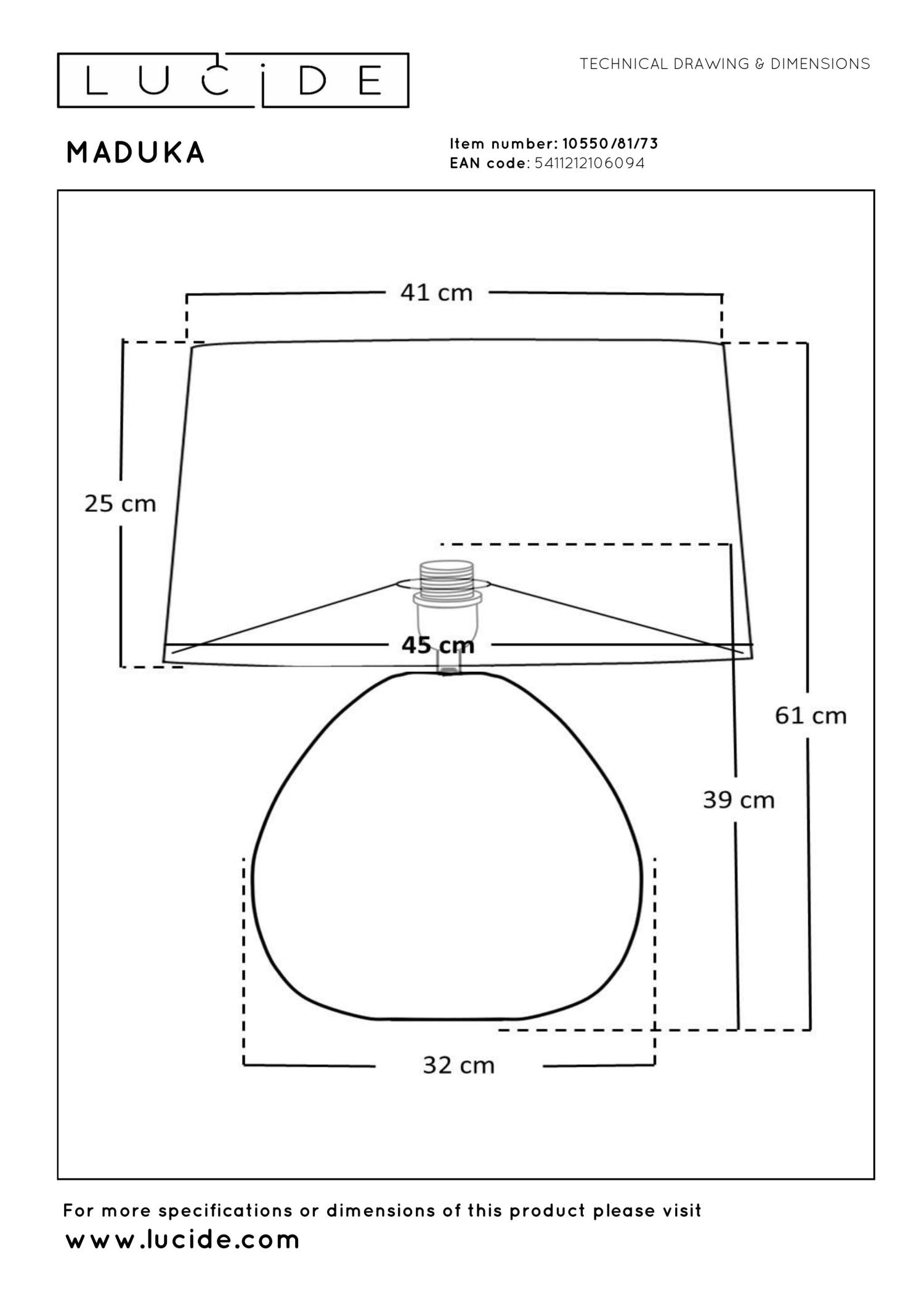 Lucide MADUKA - Tafellamp - Ø 45 cm - 1xE27 - Naturel | Premium - KwaliteitWonen.nl