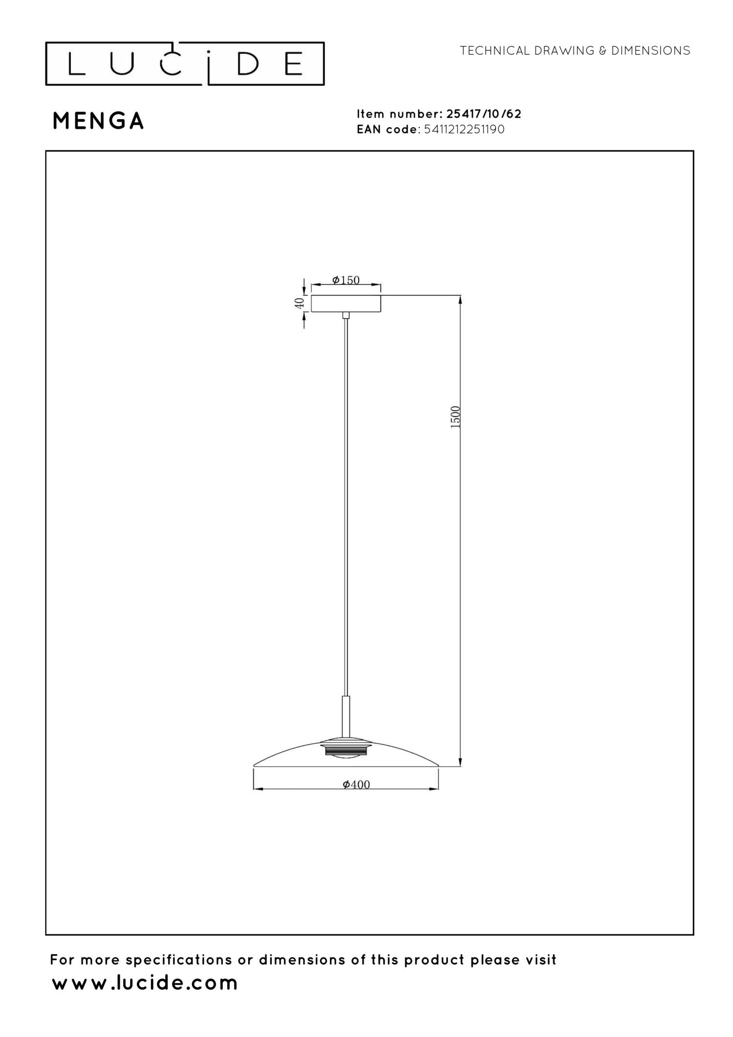 Lucide MENGA - Hanglamp - Ø 40 cm - LED Dimb. - 1x11W 2700K - Amber | Premium - KwaliteitWonen.nl