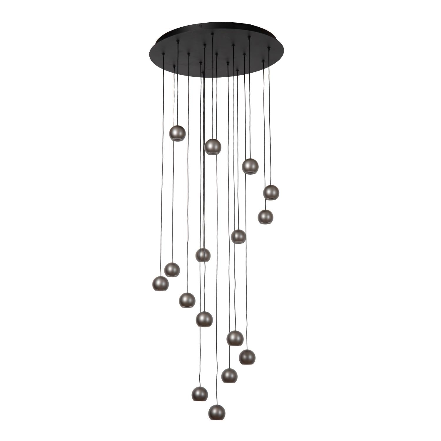 Lucide MONTANA - Hanglamp - LED Dimb. - CCT - 16x5,7W 2700K/4000K - Geschikt voor vide en hoge plafonds - Grijs ijzer | Premium - KwaliteitWonen.nl