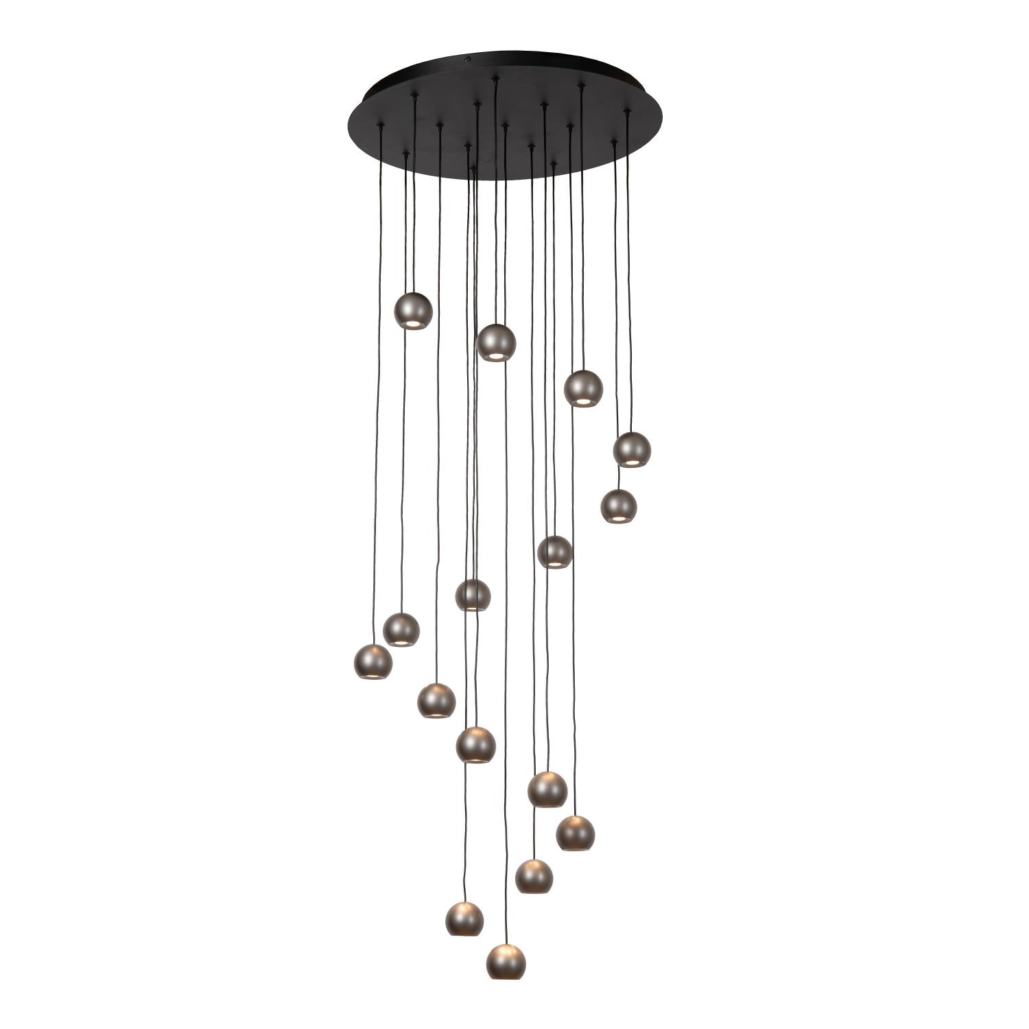 Lucide MONTANA - Hanglamp - LED Dimb. - CCT - 16x5,7W 2700K/4000K - Geschikt voor vide en hoge plafonds - Grijs ijzer | Premium - KwaliteitWonen.nl