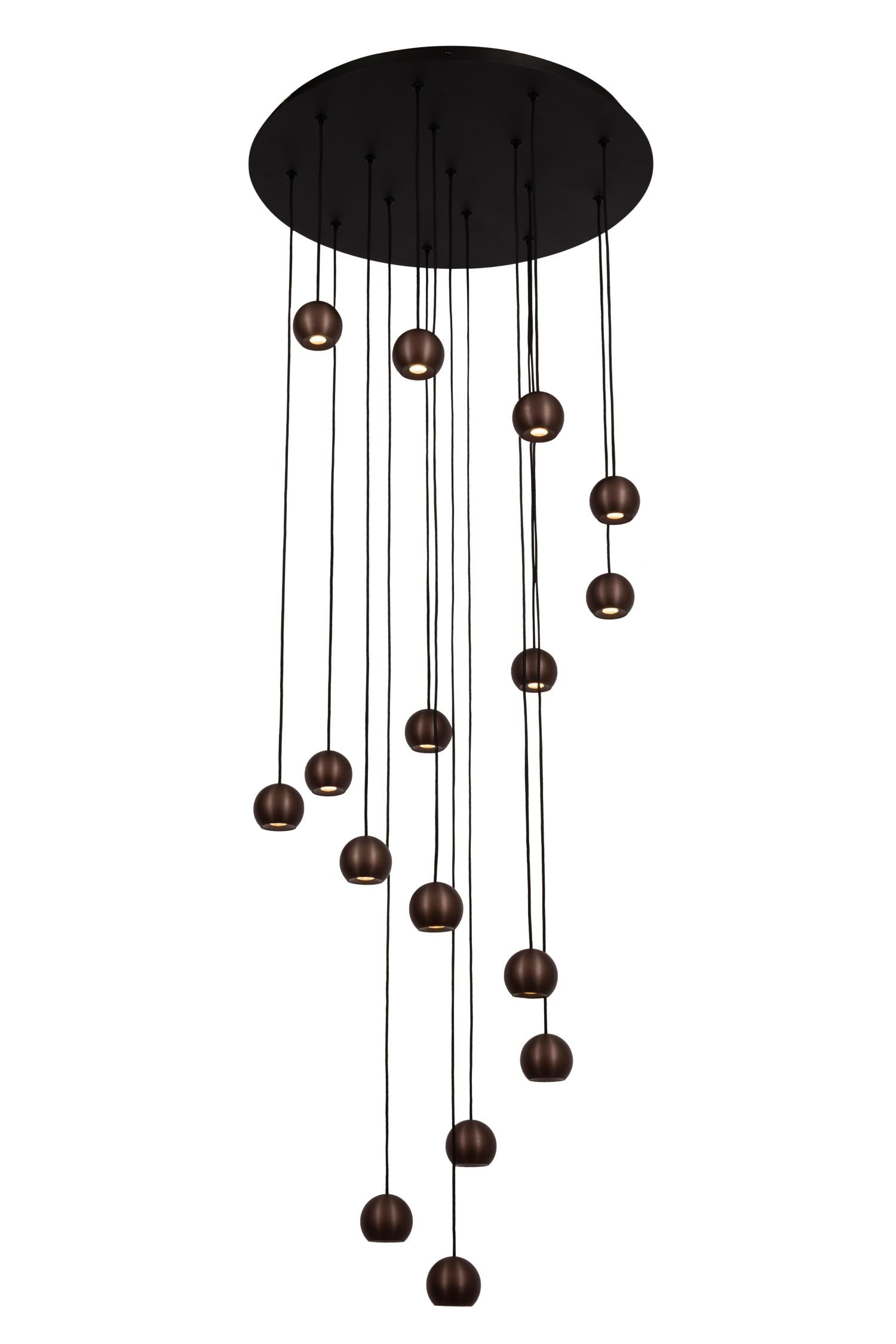 Lucide MONTANA - Hanglamp - LED Dimb. - CCT - 16x5,7W 2700K/4000K - Geschikt voor vide en hoge plafonds - Koffie | Premium - KwaliteitWonen.nl