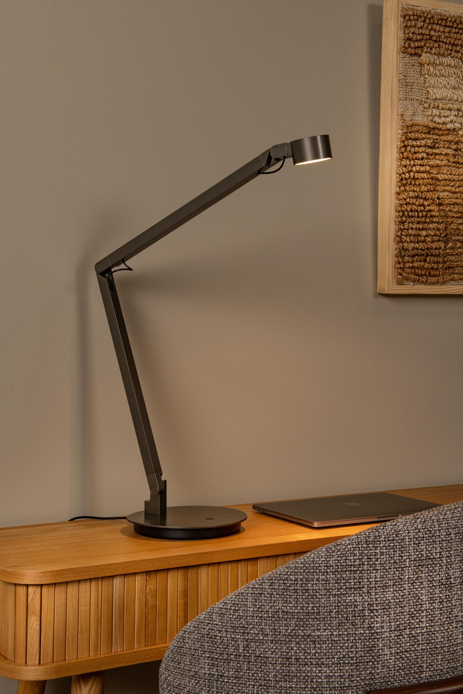 Lucide OGDEN - Bureaulamp - LED 3 StepDim - 1x7W 3000K - Grijs ijzer | Premium - KwaliteitWonen.nl
