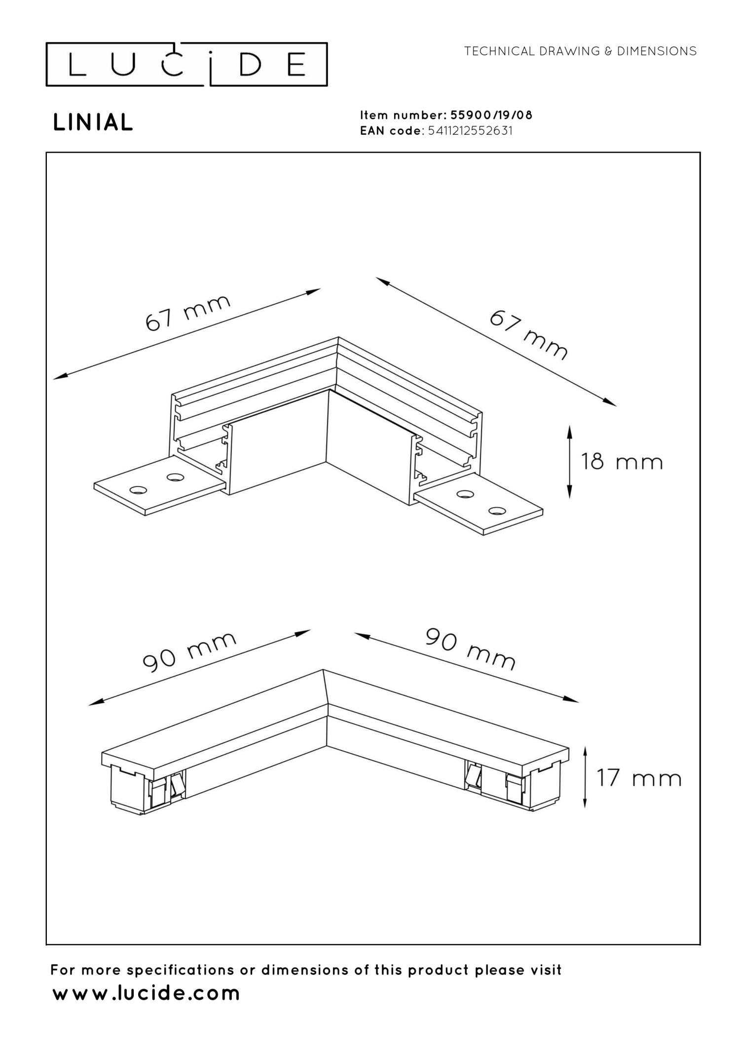 Lucide Premium LINIAL L-koppelstuk - 1-fase Railsysteem / Railverlichting - Smart - 48V Track - Mat Zwart Chroom - KwaliteitWonen.nl