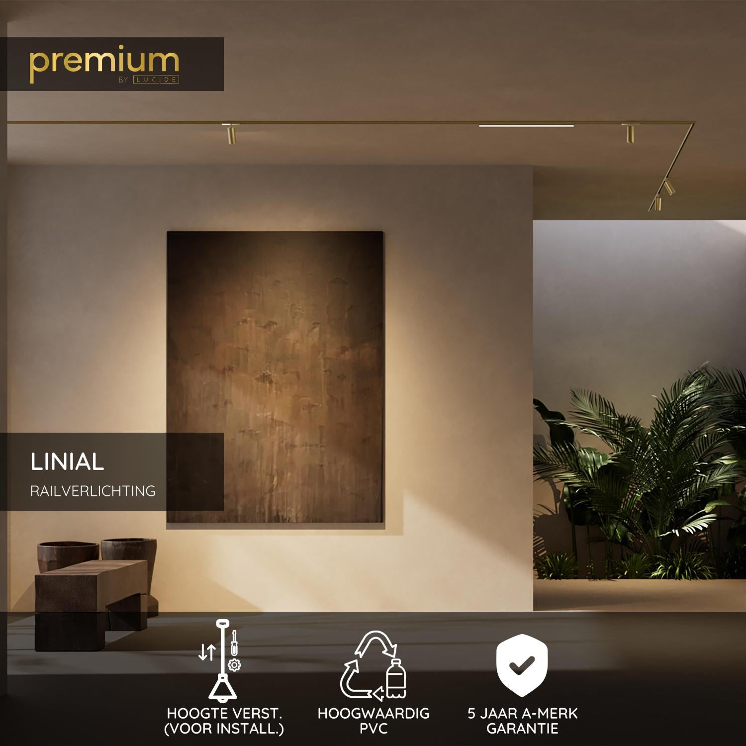Lucide Premium LINIAL Ophangkabel - 1-fase Railsysteem / Railverlichting - Smart - 48V Track - Champagne - KwaliteitWonen.nl