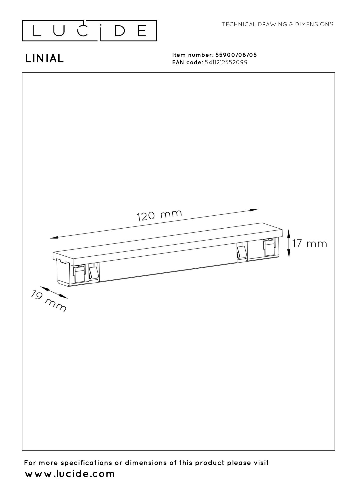 Lucide Premium LINIAL Recht -koppelstuk - 1-fase Railsysteem / Railverlichting - Smart - 48V Track - Champagne - KwaliteitWonen.nl