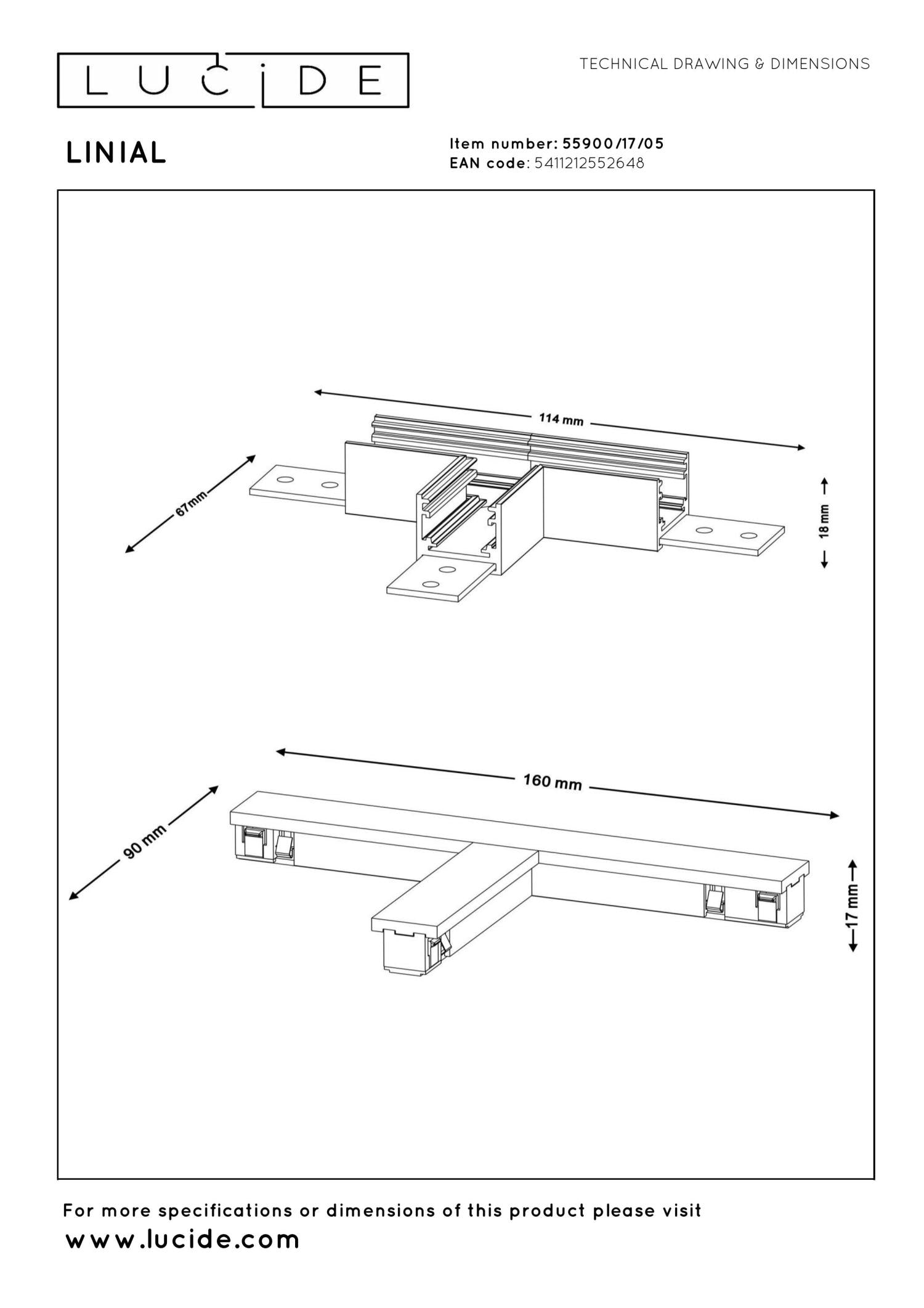 Lucide Premium LINIAL T-koppelstuk - 1-fase Railsysteem / Railverlichting - Smart - 48V Track - Champagne - KwaliteitWonen.nl