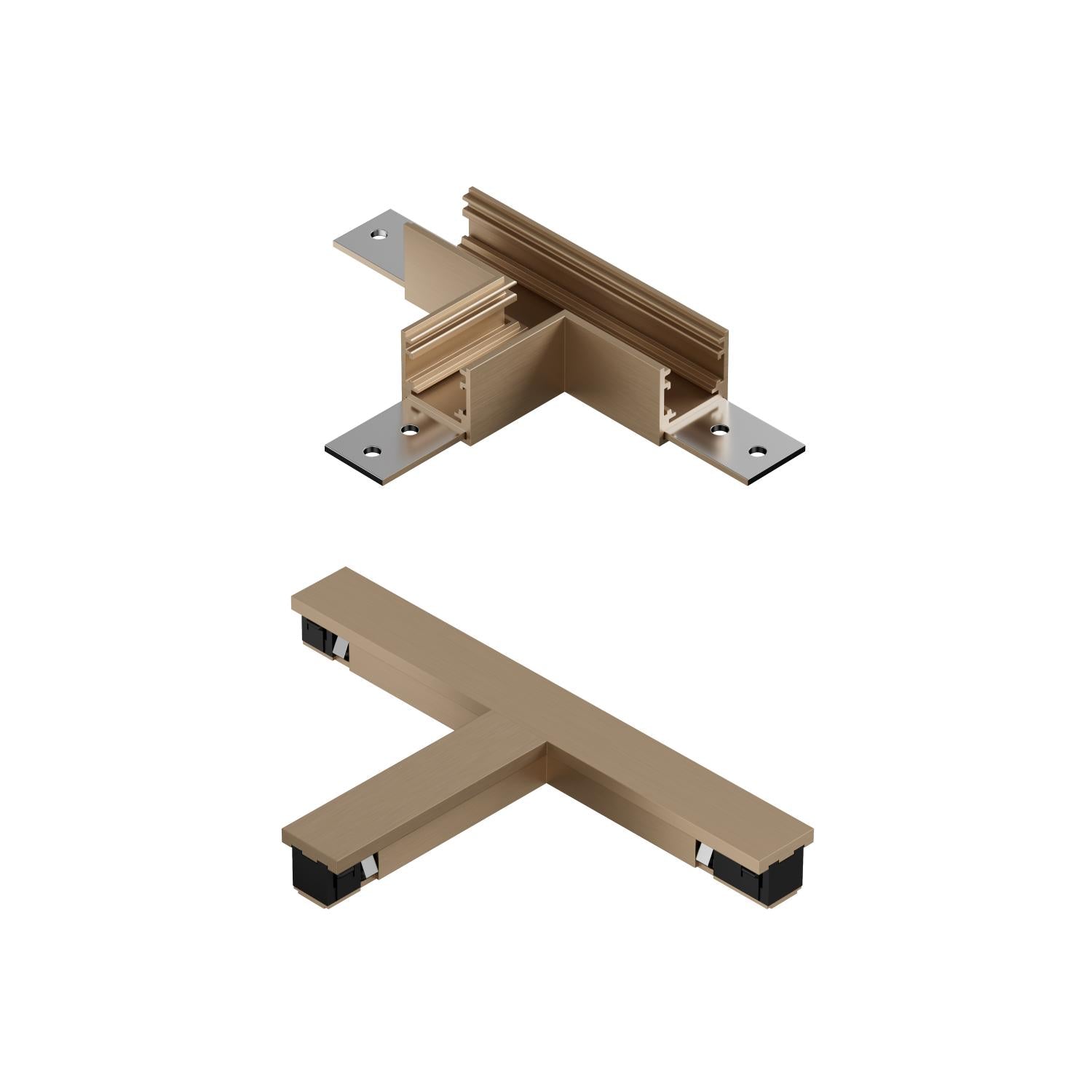 Lucide Premium LINIAL T-koppelstuk - 1-fase Railsysteem / Railverlichting - Smart - 48V Track - Champagne - KwaliteitWonen.nl
