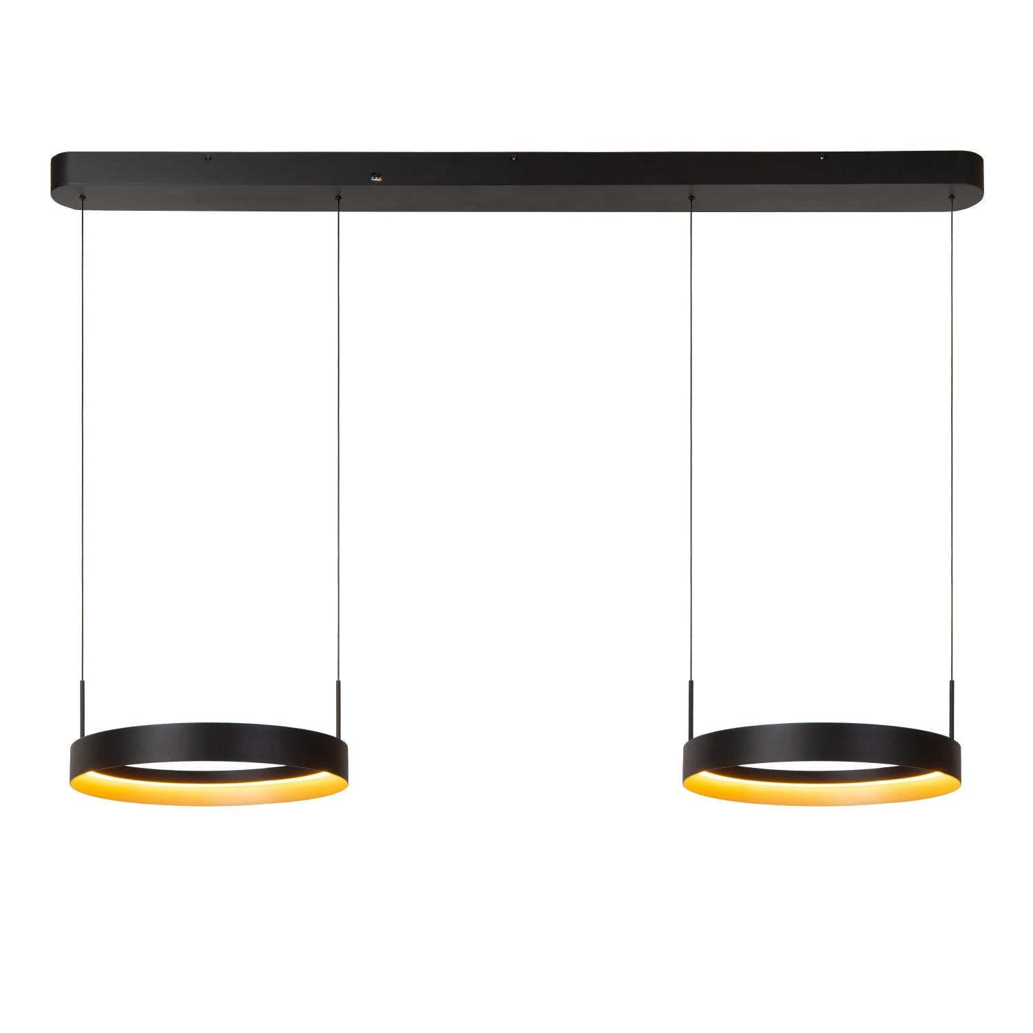 Lucide RADIANT - Hanglamp - LED Dimb. - CCT - 2x38W 2700K/4000K - Zwart | Vibes - KwaliteitWonen.nl