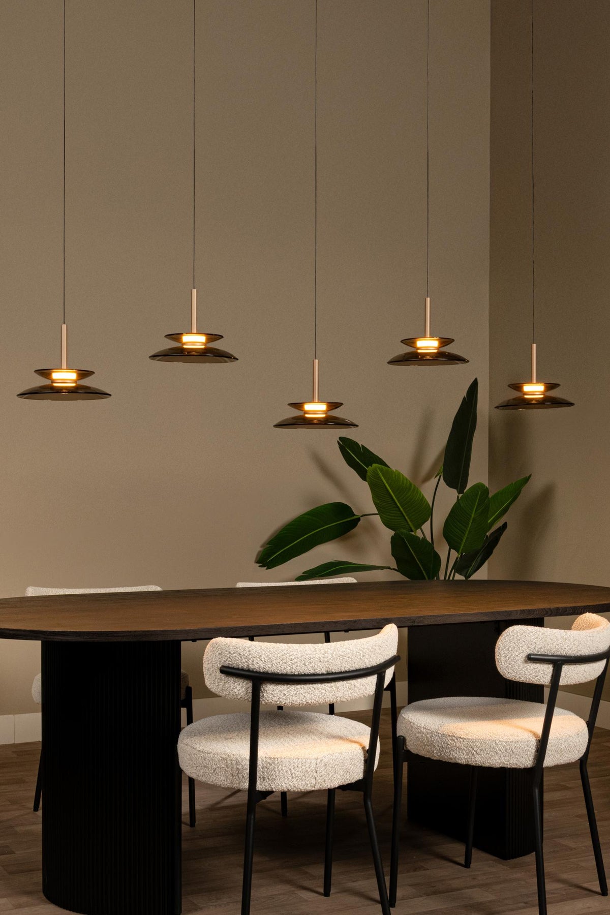 Lucide SANTIAGO - Hanglamp - LED Dimb. - CCT - 5x10W 2700K/4000K - Amber | Premium - KwaliteitWonen.nl