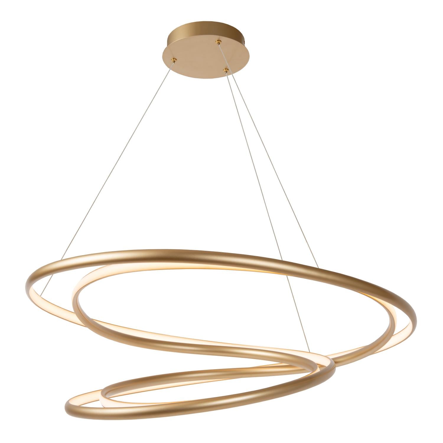 Lucide SARDANA - Hanglamp - Ø 80 cm - LED Dimb. - 1x74W 2700K - Mat Goud / Messing | Premium - KwaliteitWonen.nl