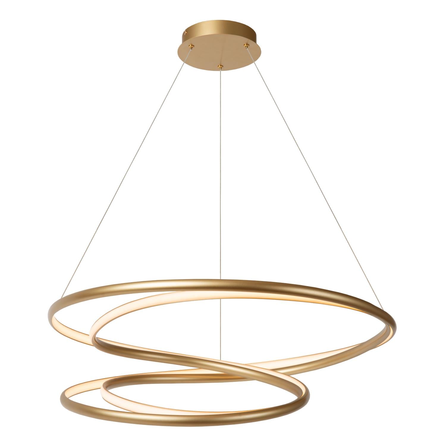 Lucide SARDANA - Hanglamp - Ø 80 cm - LED Dimb. - 1x74W 2700K - Mat Goud / Messing | Premium - KwaliteitWonen.nl