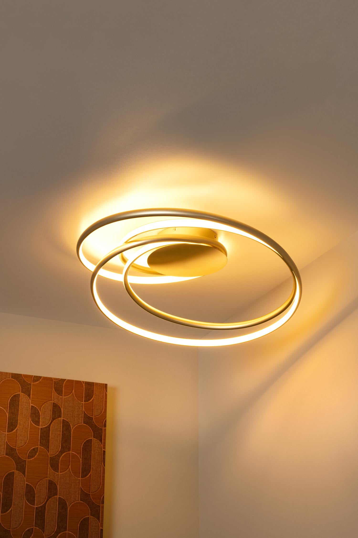Lucide SARDANA - Plafonnière - LED Dimb. - 1x54W 2700K - Mat Goud / Messing | Premium - KwaliteitWonen.nl
