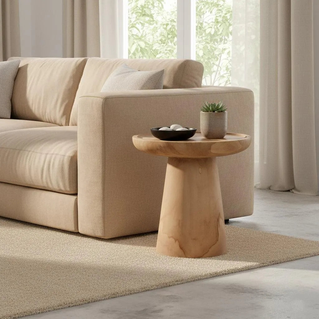 Raw Materials Bijzettafel Nero Ray Rond 40cm Teakhout - KwaliteitWonen.nl