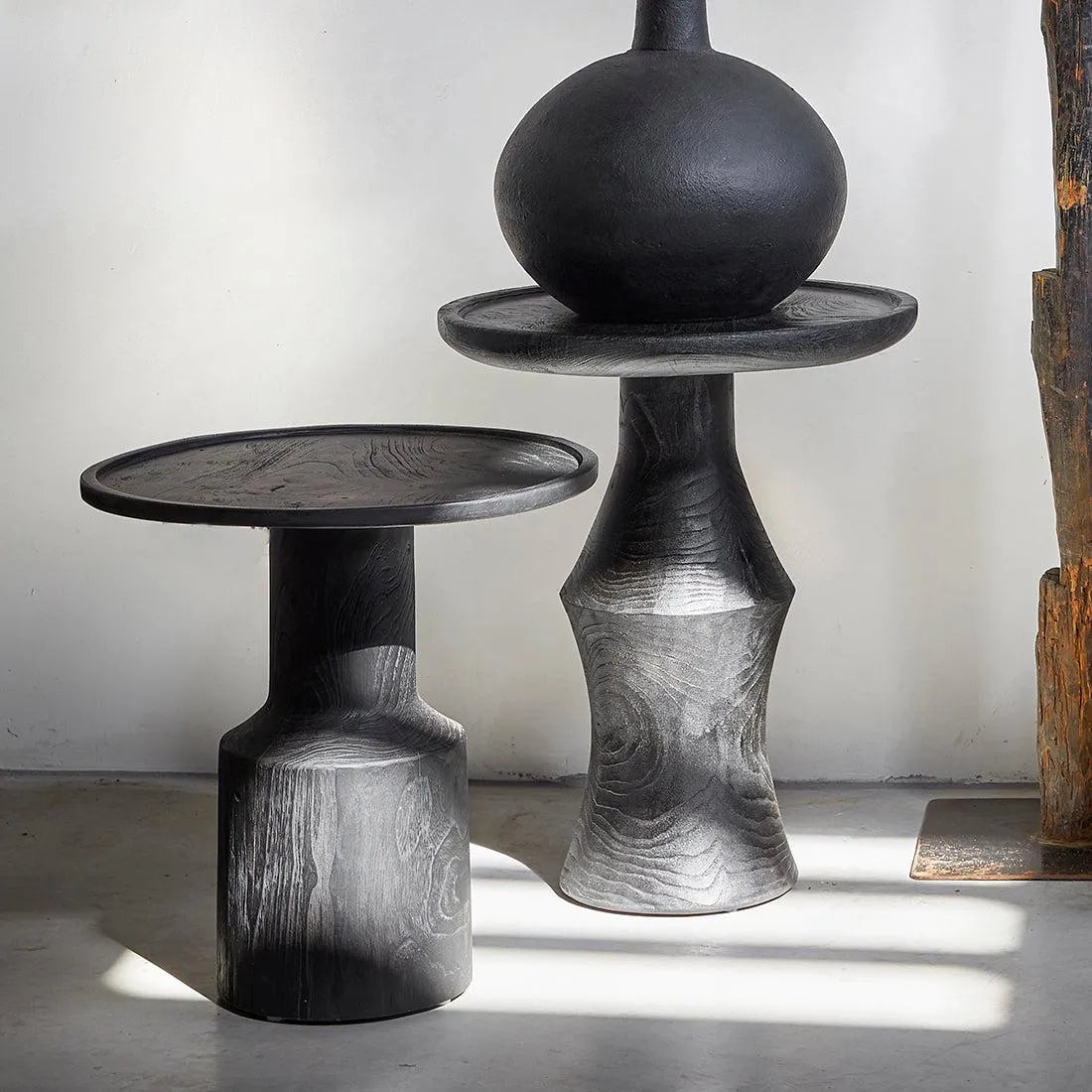Raw Materials Bijzettafel Nero Twilight Rond 50cm Teakhout Zwart - KwaliteitWonen.nl