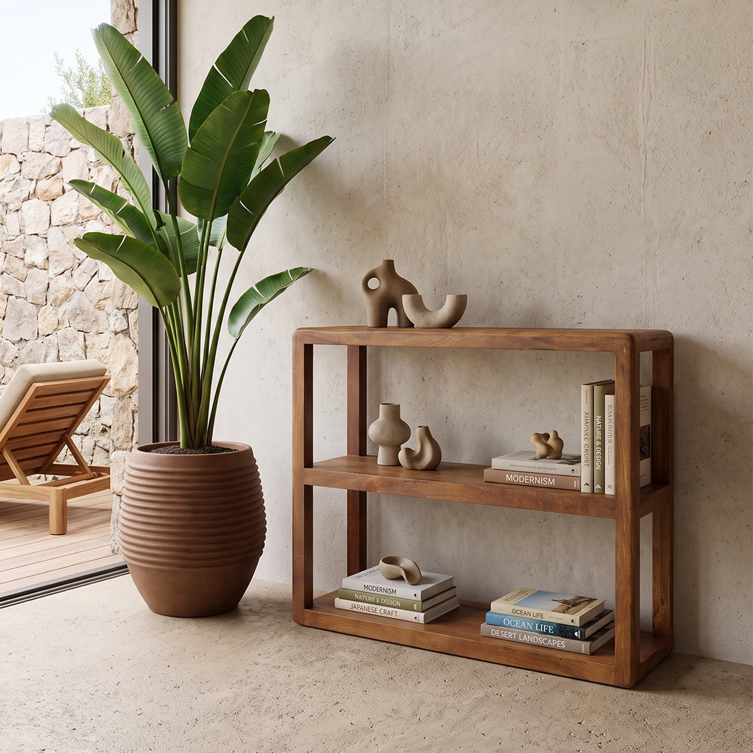 Raw Materials Boekenkast Bullnose Rek Mangohout - KwaliteitWonen.nl