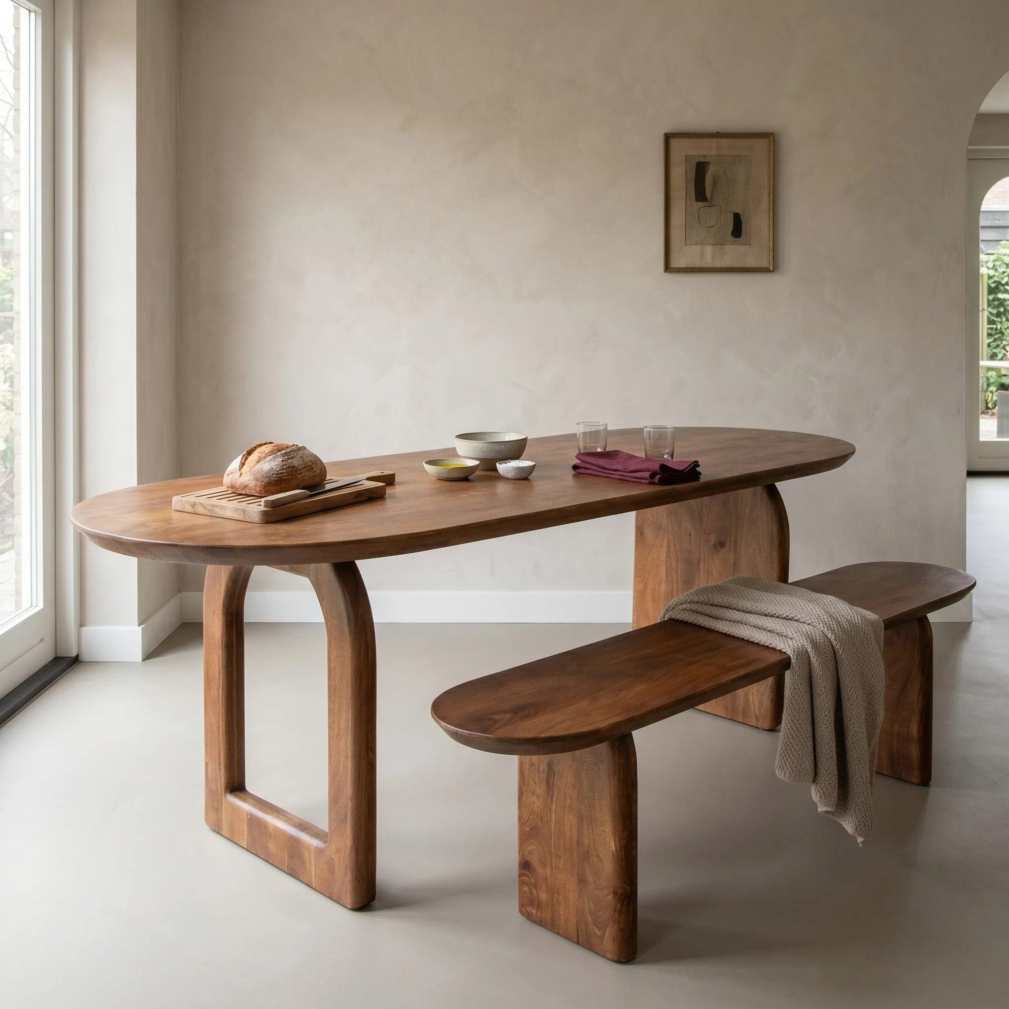 Raw Materials Bullnose Eetkamerbank Mangohout Bruin 200cm - KwaliteitWonen.nl