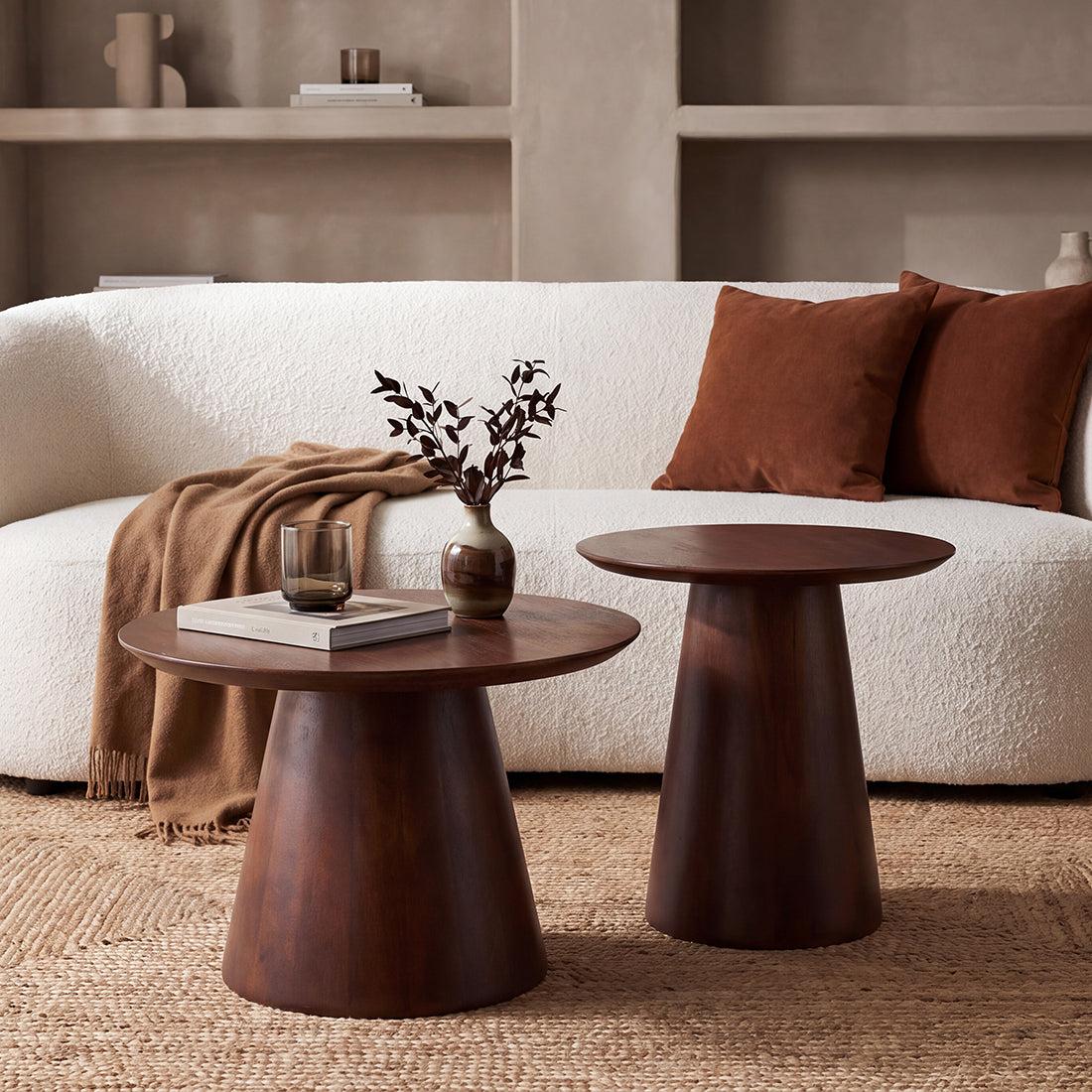 Raw Materials Bullnose Mangohouten Bijzettafel Cone Ø 55 Cm - KwaliteitWonen.nl