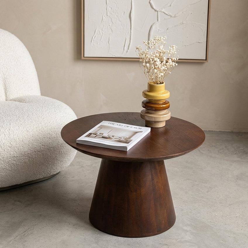 Raw Materials Bullnose Mangohouten Bijzettafel Cone Ø 55 Cm - KwaliteitWonen.nl