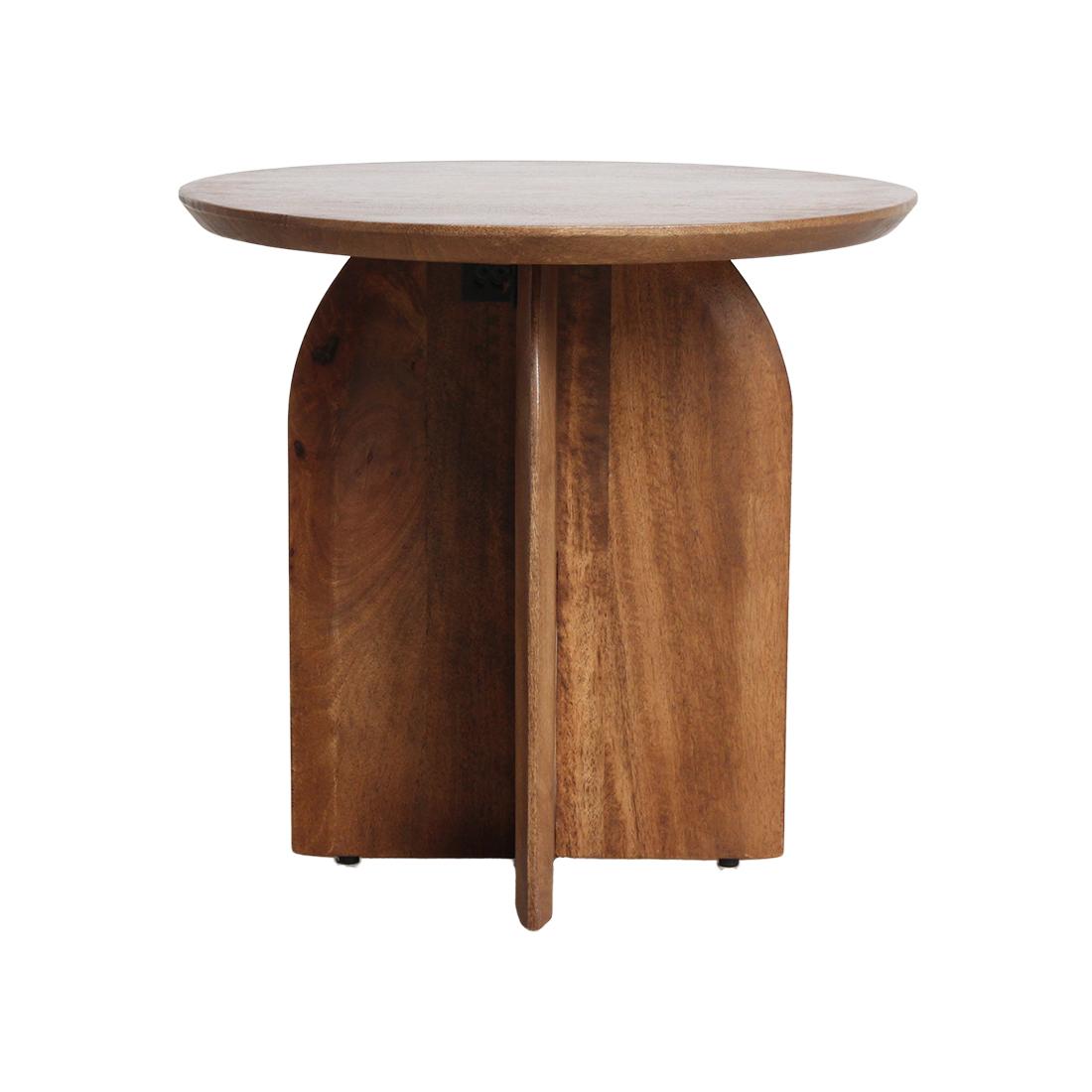 Raw Materials Bullnose Mangohouten Bijzettafel Cross Ø 50 Cm - KwaliteitWonen.nl
