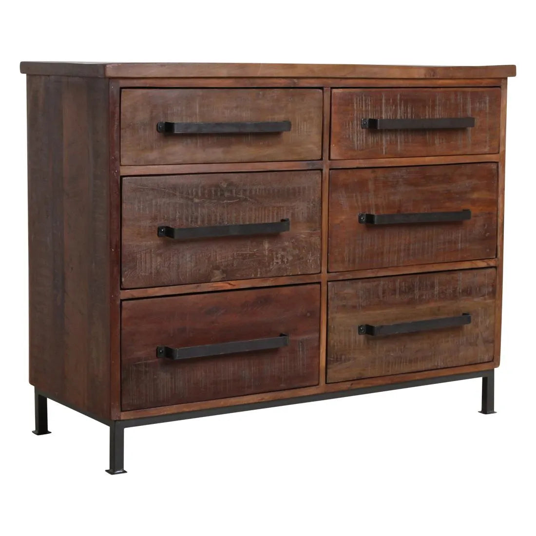 Raw Materials Dressoir Hout Bruin 6 Lades - KwaliteitWonen.nl